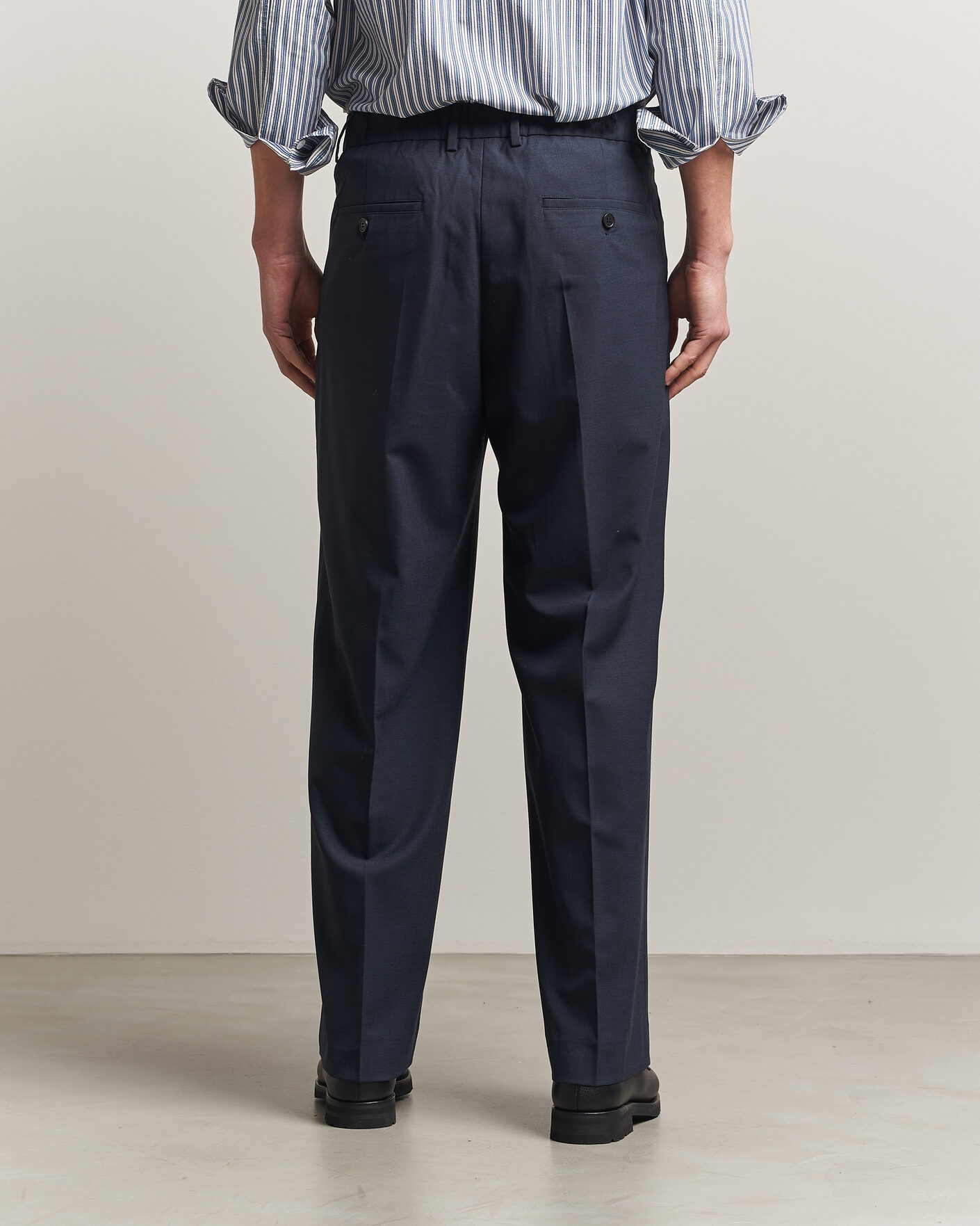 Hombres | Pantalones | NN07 | Kay Summer Wool Drawstring Trousers Deep Navy
