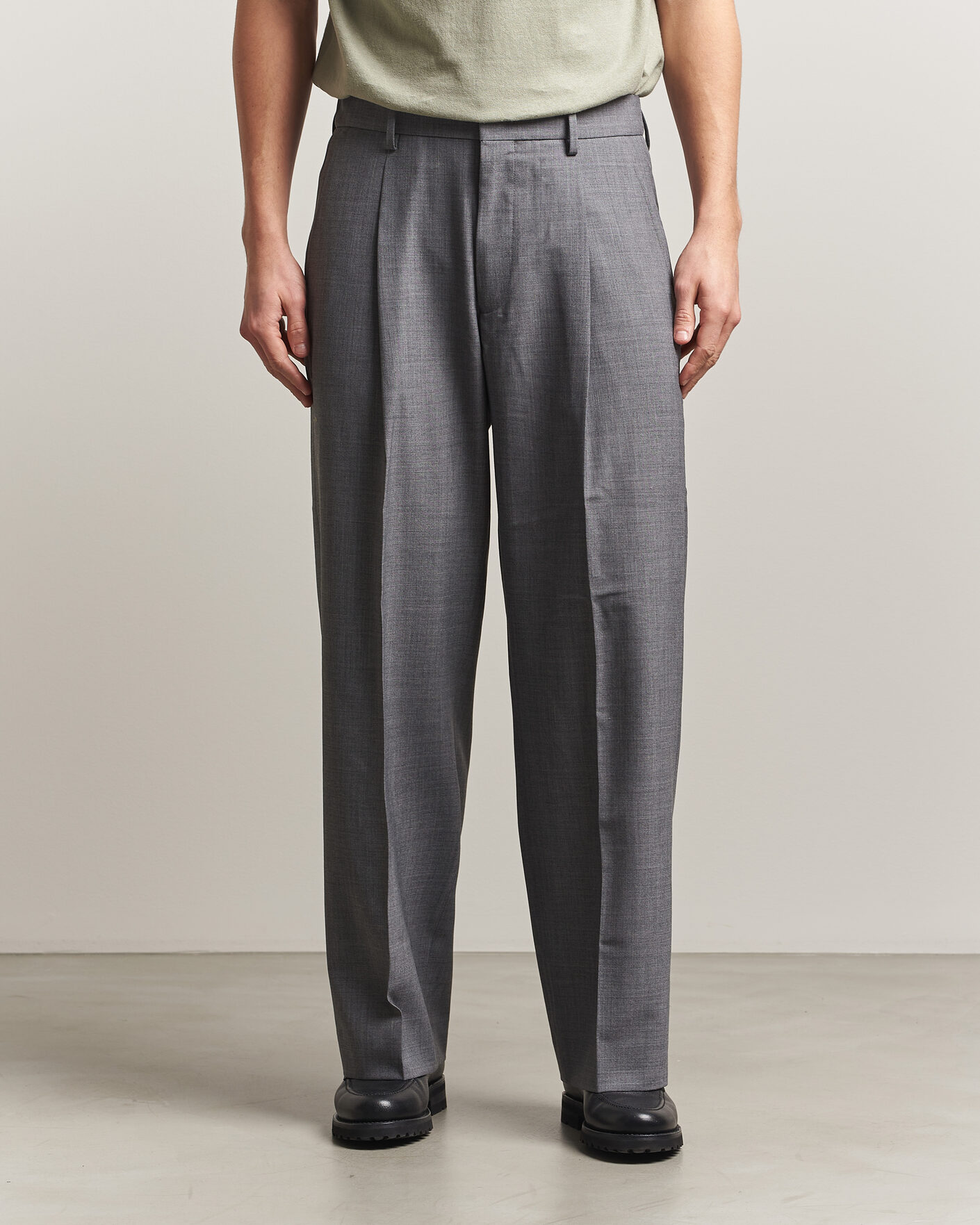 Hombres | Pantalones | NN07 | Kay Summer Wool Drawstring Trousers Light Grey Melange