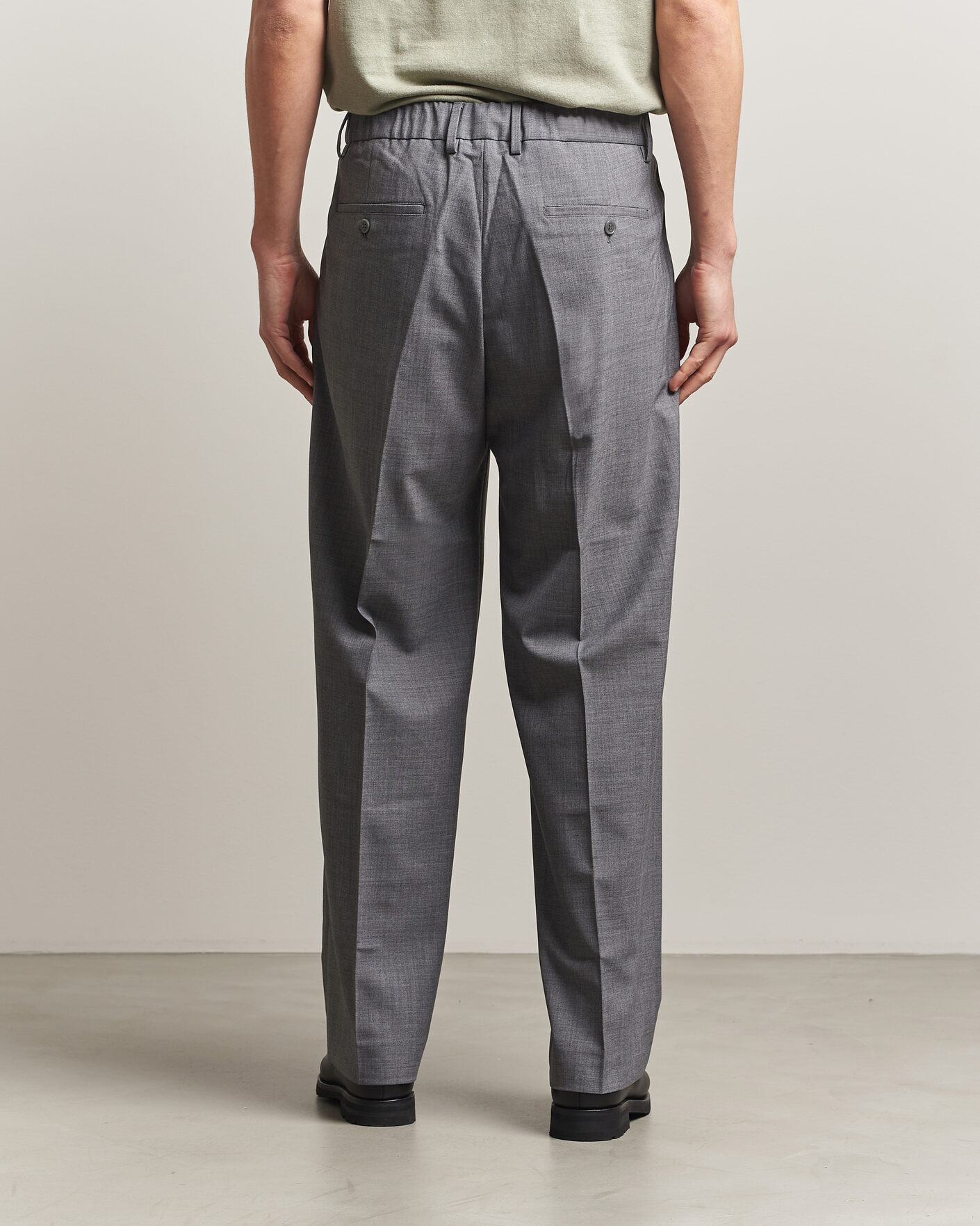 Hombres | Pantalones | NN07 | Kay Summer Wool Drawstring Trousers Light Grey Melange