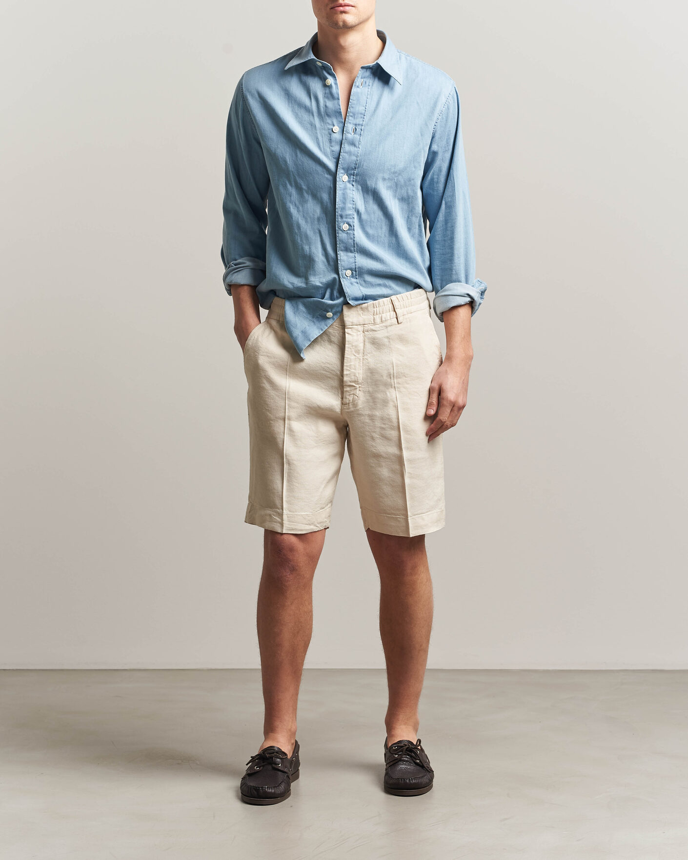 Hombres | Pantalones cortos | NN07 | Billie Linen/Viscose Drawstring Shorts Ivory