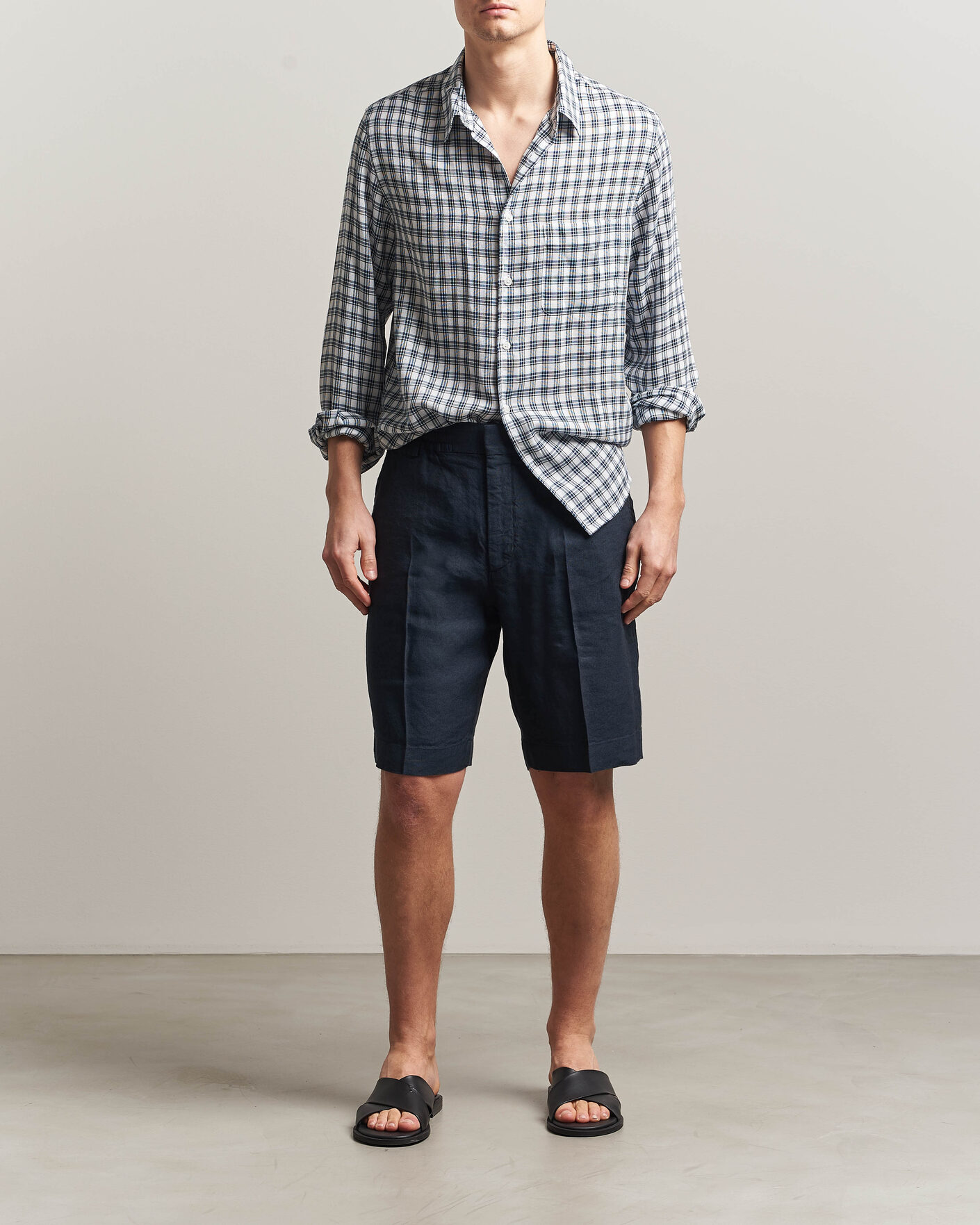 Hombres | Pantalones cortos | NN07 | Billie Linen/Viscose Drawstring Shorts Deep Navy