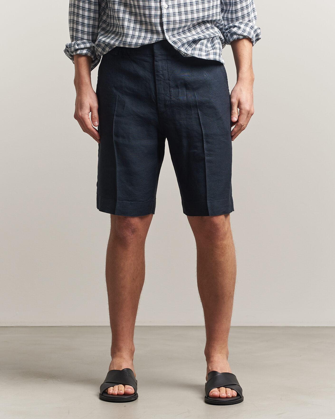 Hombres | Pantalones cortos | NN07 | Billie Linen/Viscose Drawstring Shorts Deep Navy
