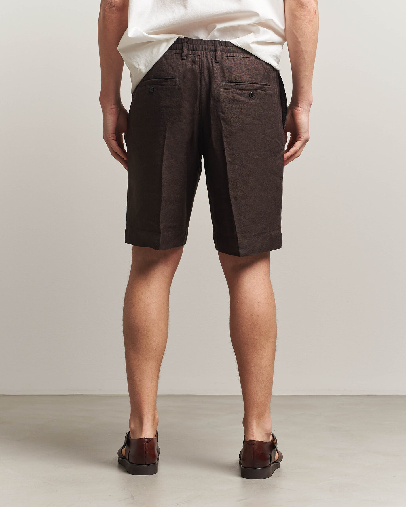 Hombres | Pantalones cortos | NN07 | Billie Linen/Viscose Drawstring Shorts Deep Truffle