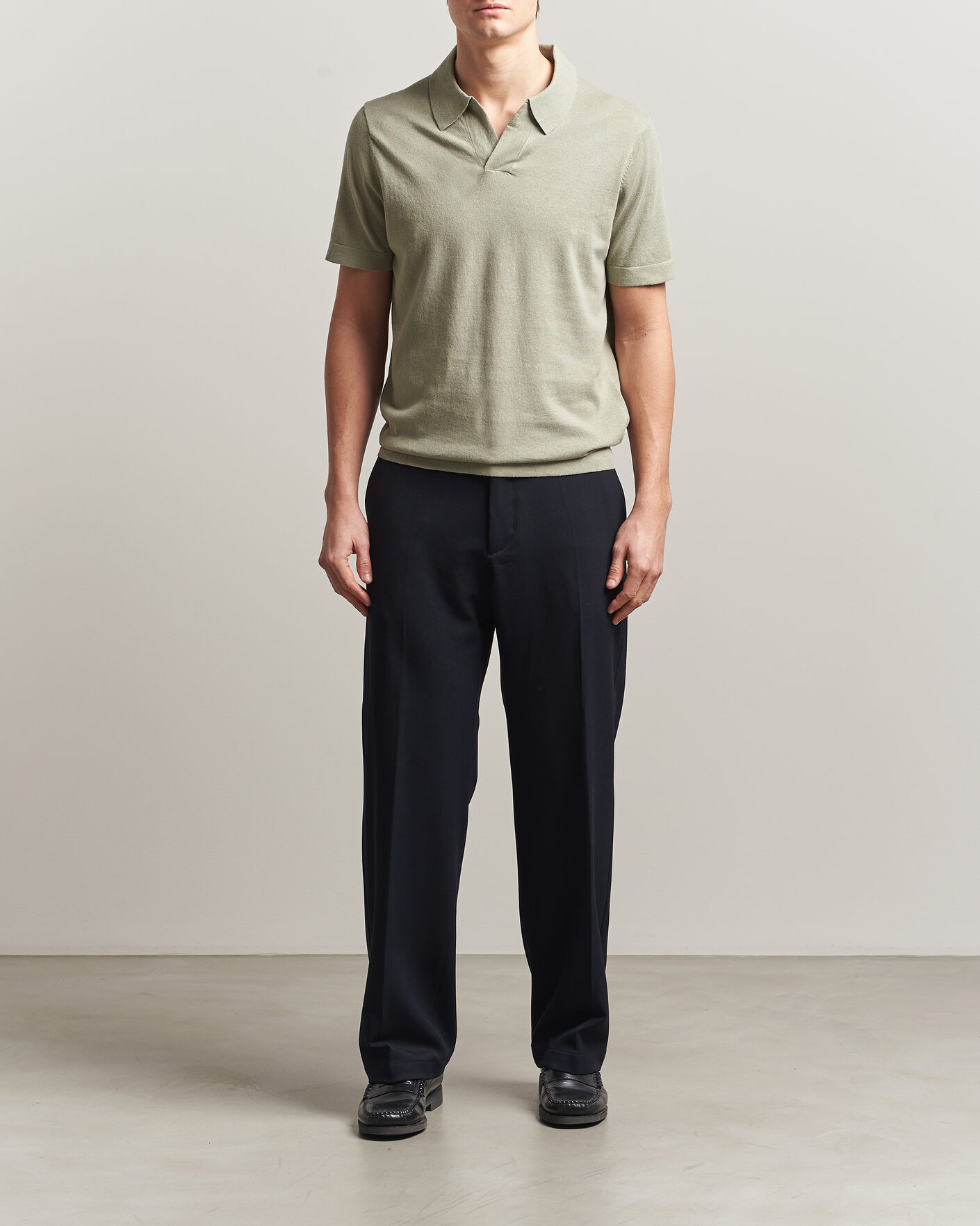 Hombres | Polos | NN07 | Ryan Cotton/Linen Polo Sage Green