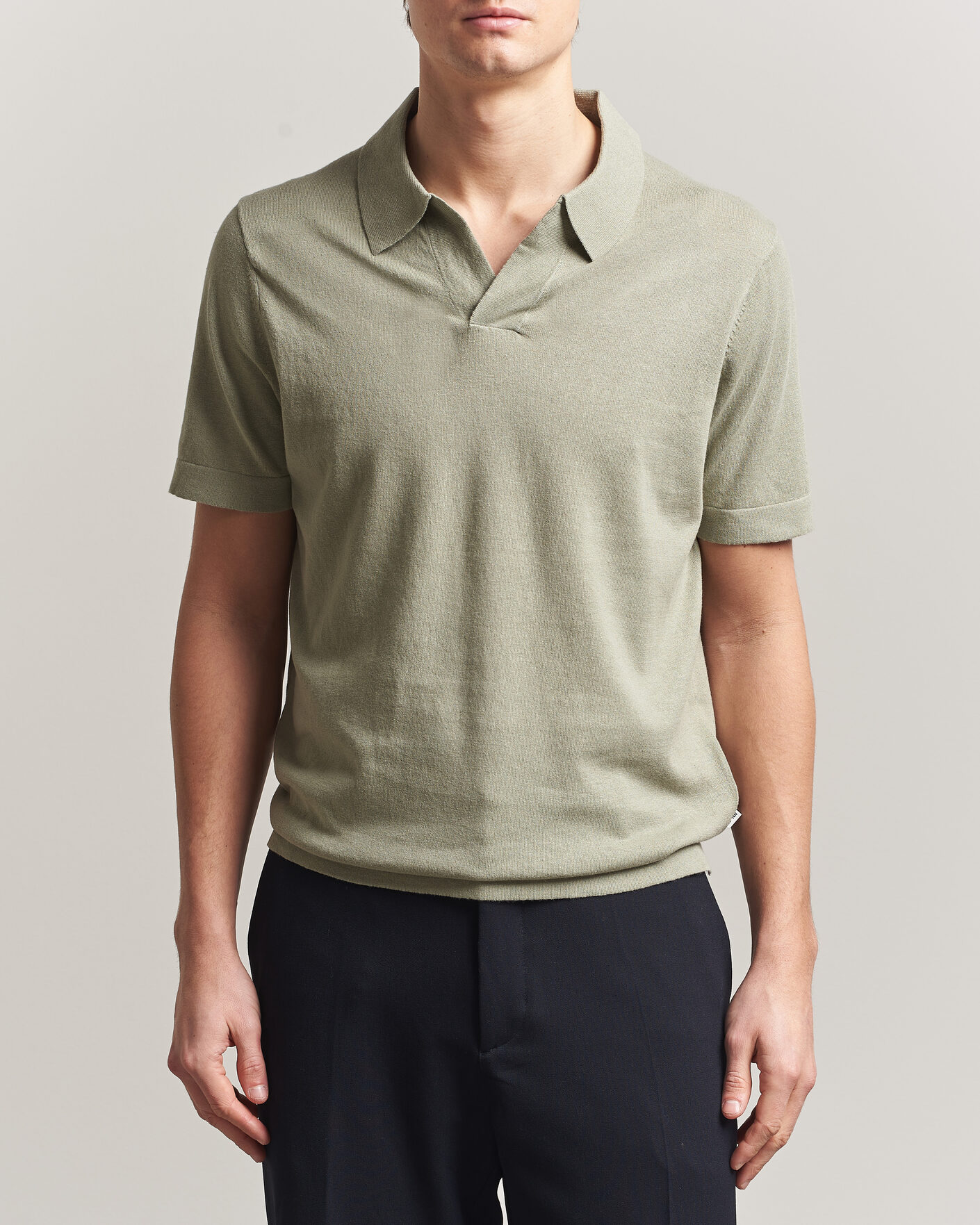 Hombres | Polos | NN07 | Ryan Cotton/Linen Polo Sage Green