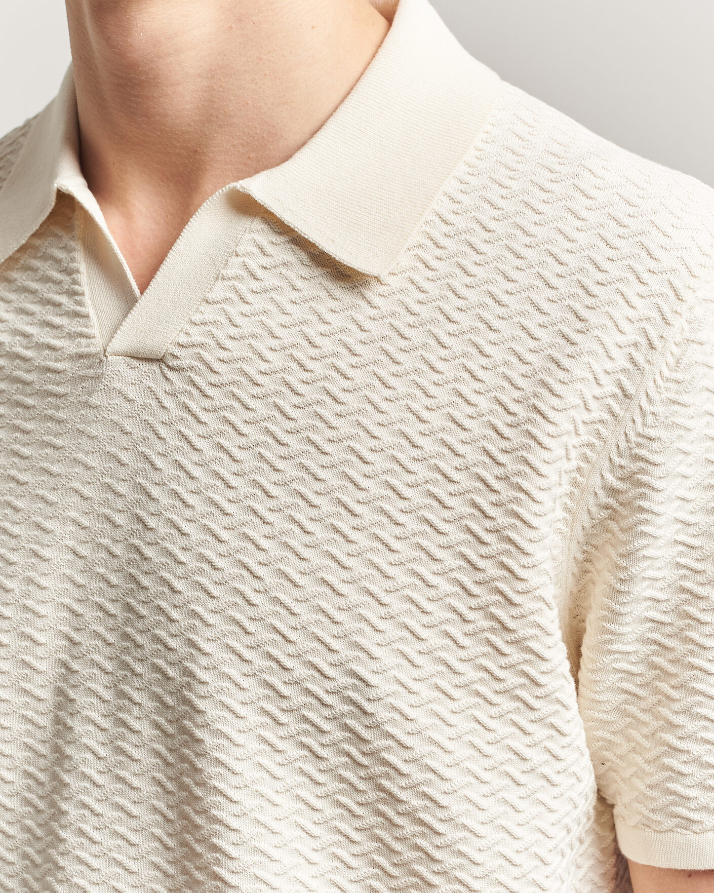 Hombres | Polos | NN07 | Paul Structured Knitted Polo Ivory