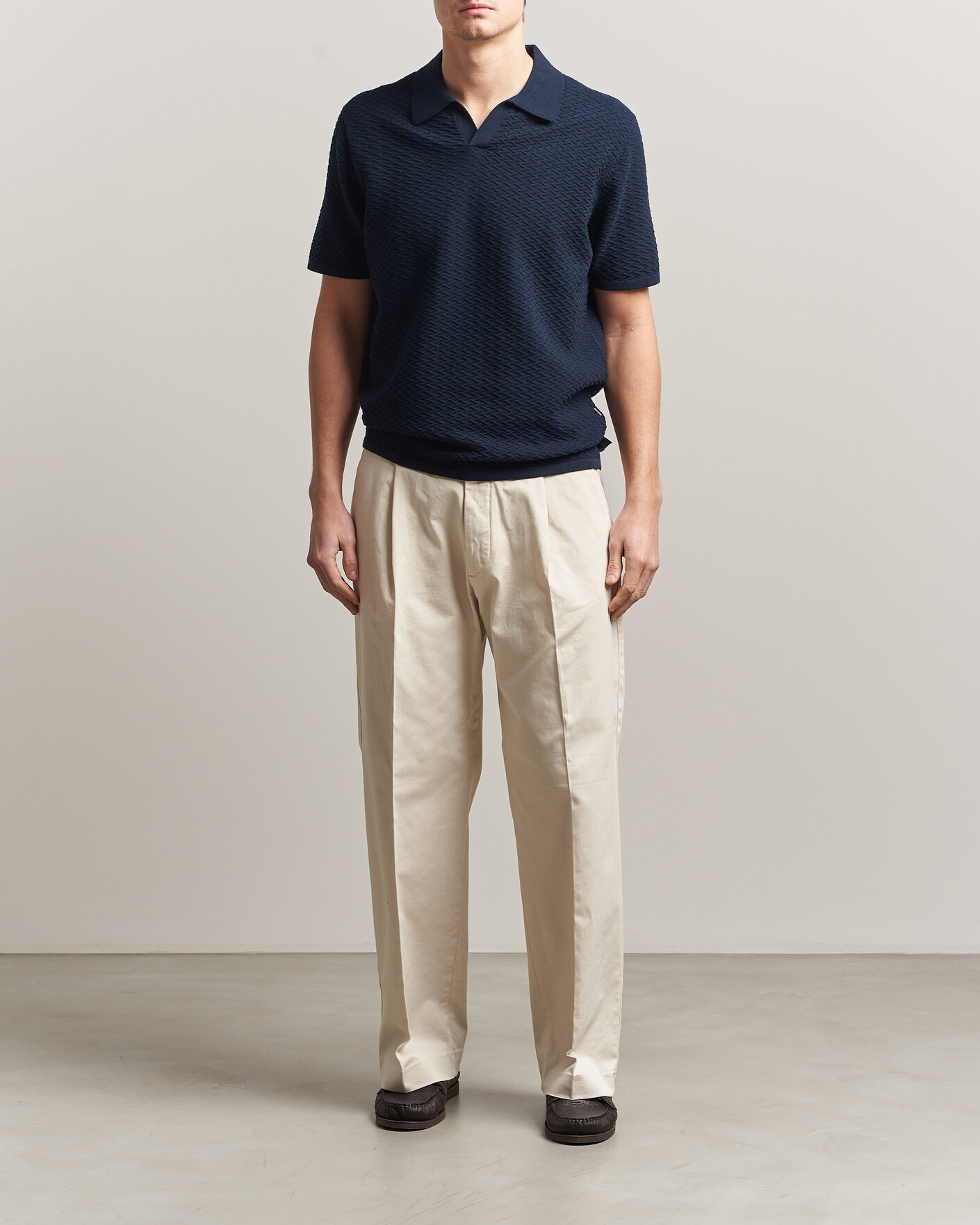 Hombres | Polos | NN07 | Paul Structured Knitted Polo Navy Blue