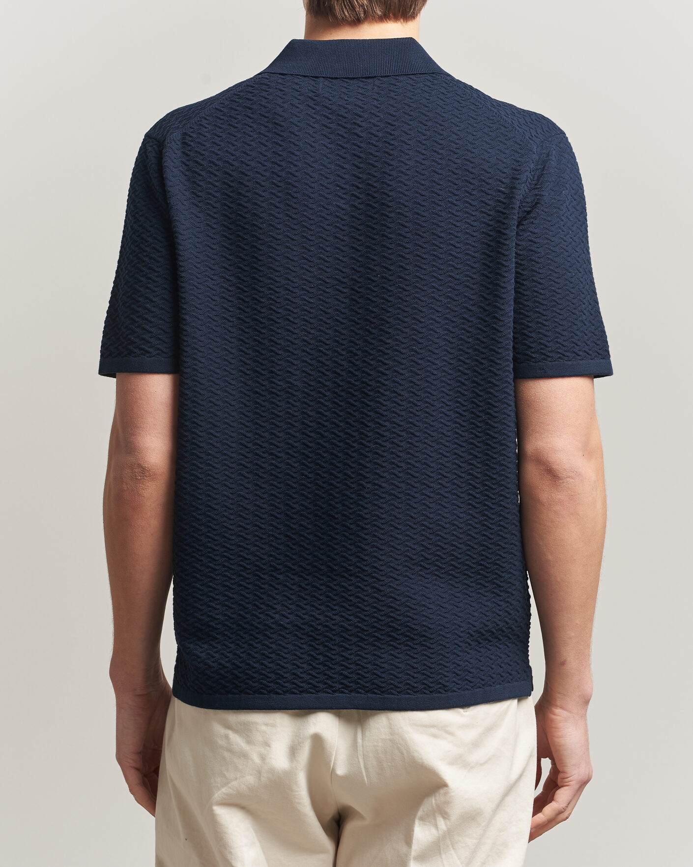 Hombres | Polos | NN07 | Paul Structured Knitted Polo Navy Blue