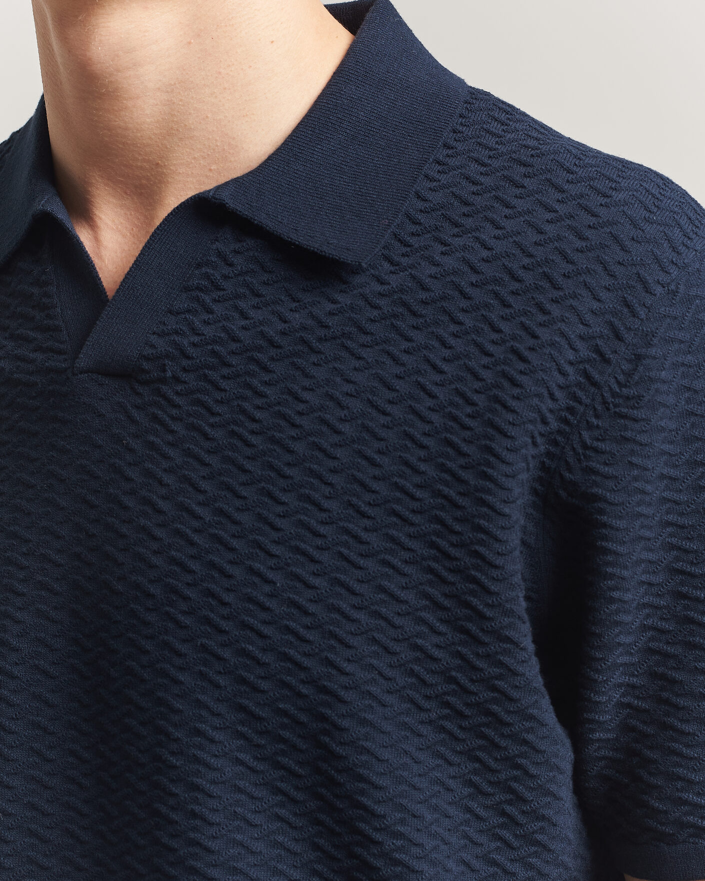 Hombres | Polos | NN07 | Paul Structured Knitted Polo Navy Blue