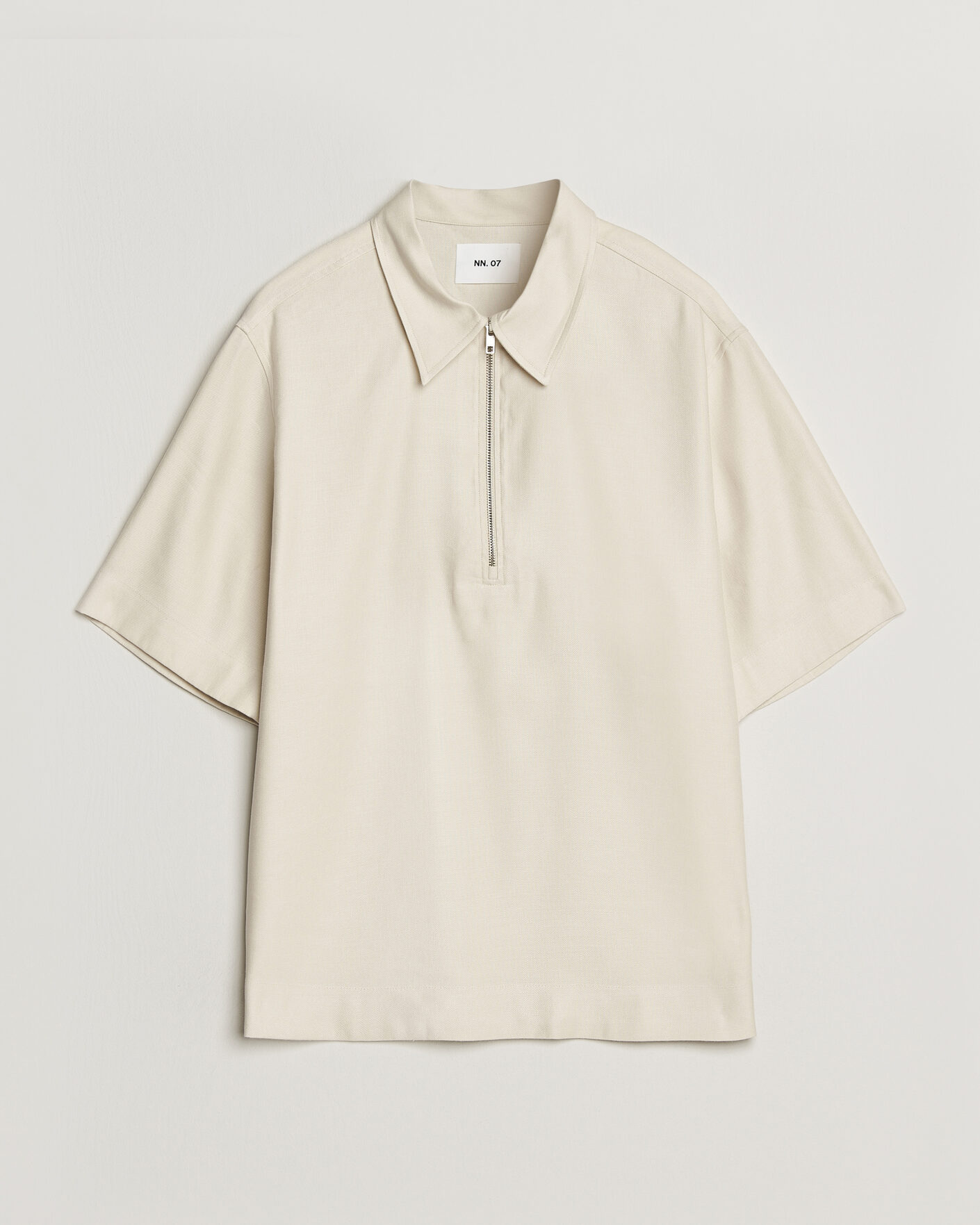 Hombres | Polos | NN07 | Bruno Linen/Viscose Half Zip Polo Ivory