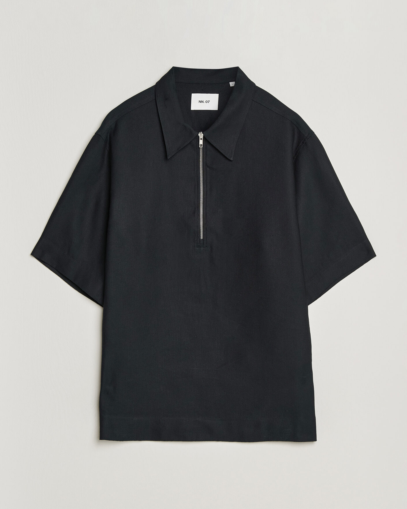 Hombres | Polos | NN07 | Bruno Linen/Viscose Half Zip Polo Black