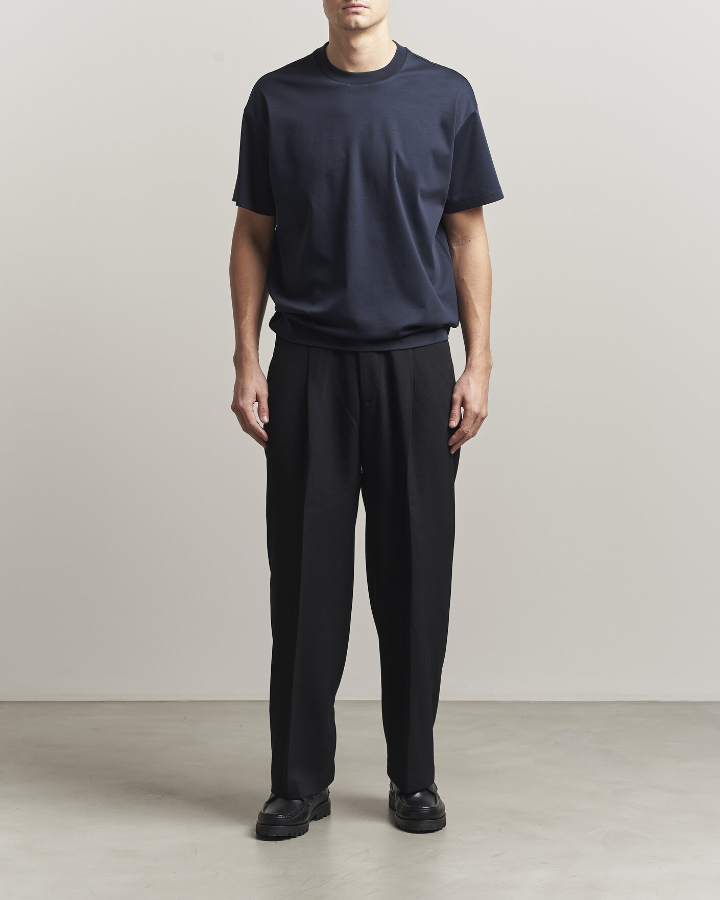 Hombres | Camisetas | NN07 | Lionel Mercerized Crew Neck T-Shirt Navy Blue