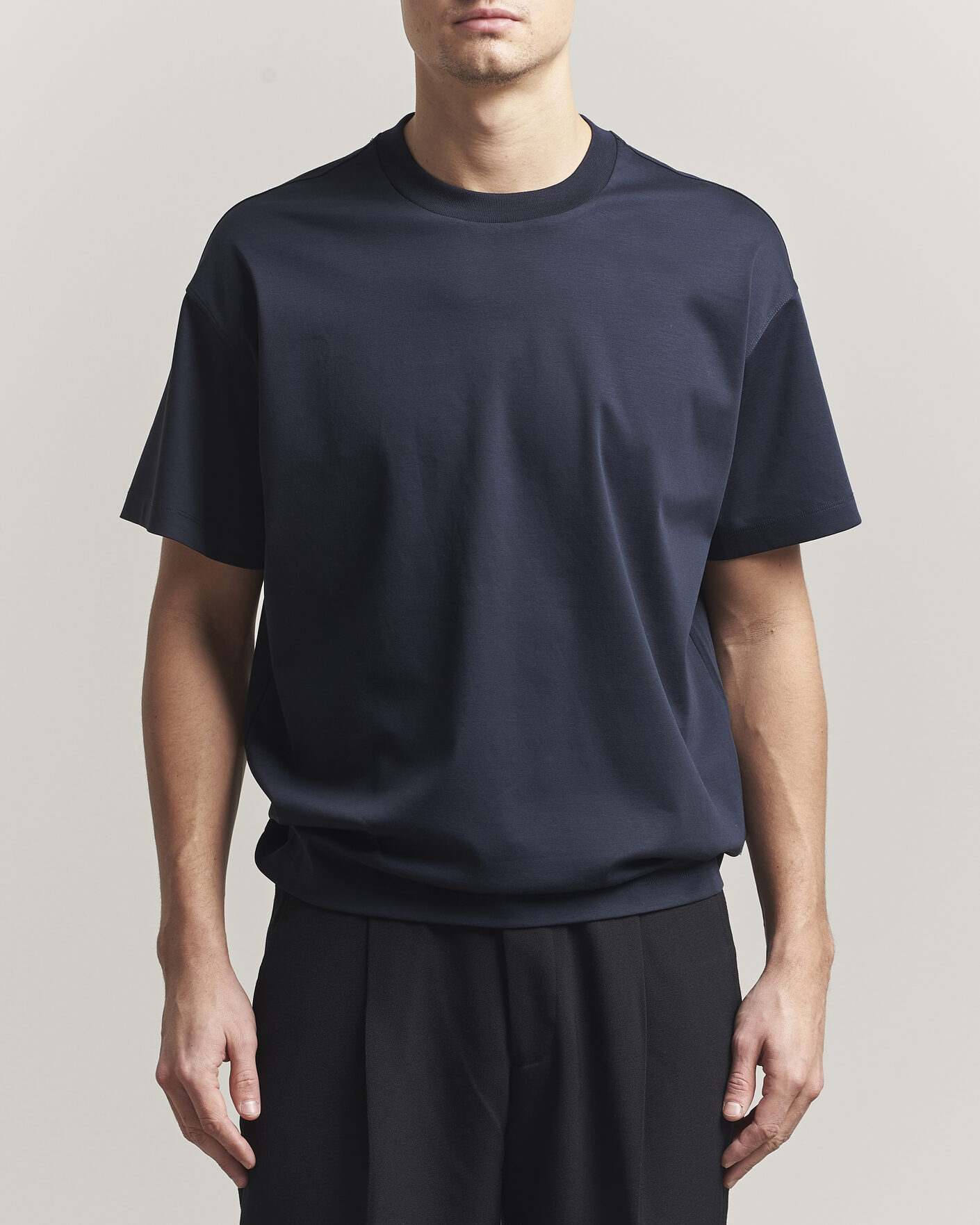 Hombres | Camisetas | NN07 | Lionel Mercerized Crew Neck T-Shirt Navy Blue