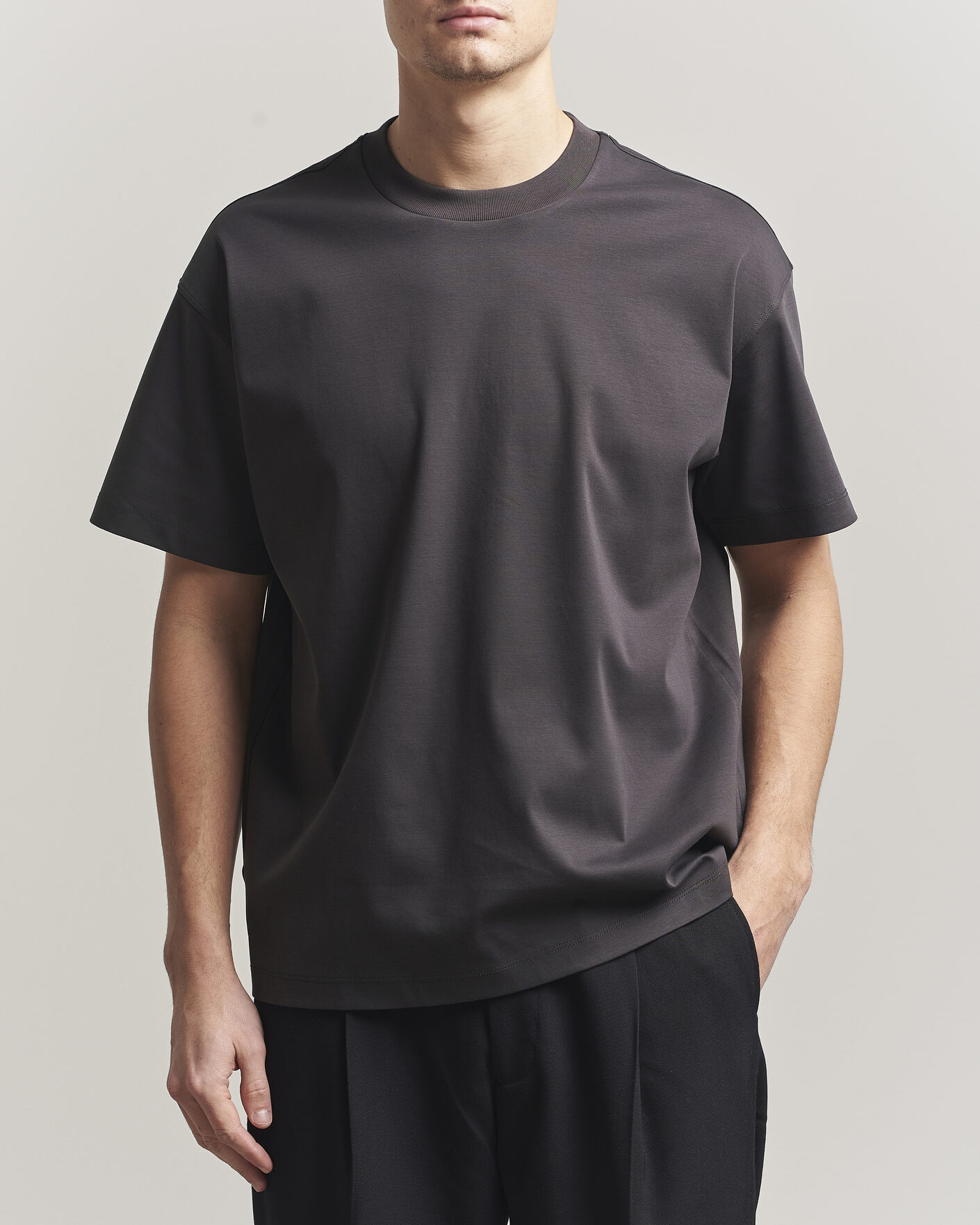 Hombres | Camisetas | NN07 | Lionel Mercerized Crew Neck T-Shirt Deep Truffle