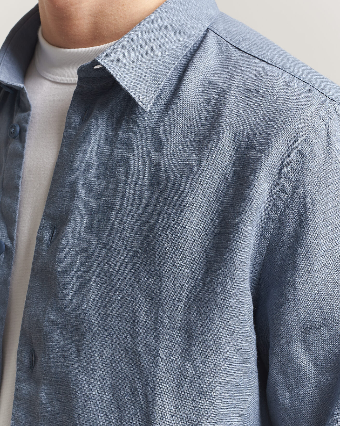 Hombres | Camisas | NN07 | Enzo Linen Shirt Stone Blue