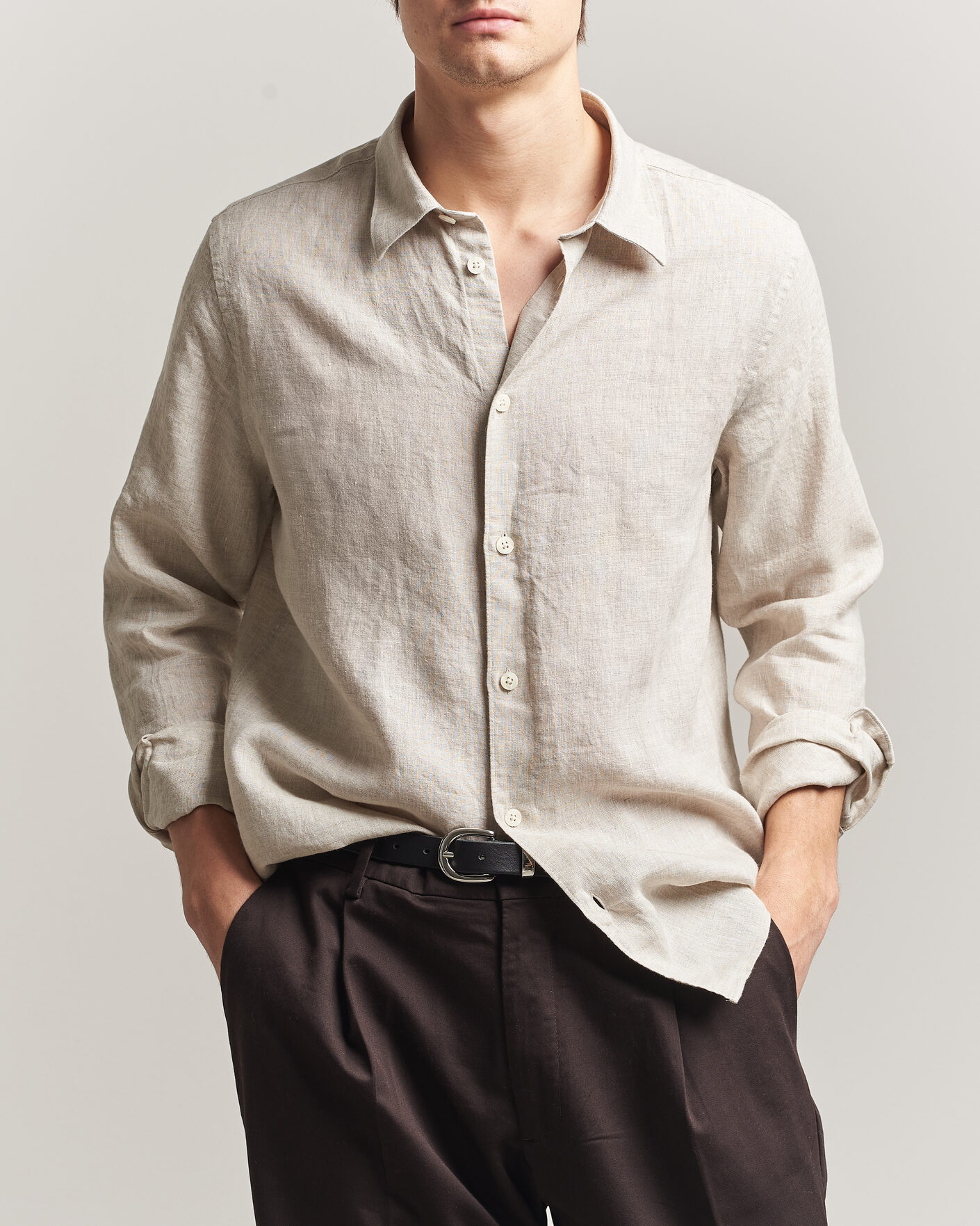 Hombres | Camisas | NN07 | Enzo Linen Shirt Oat