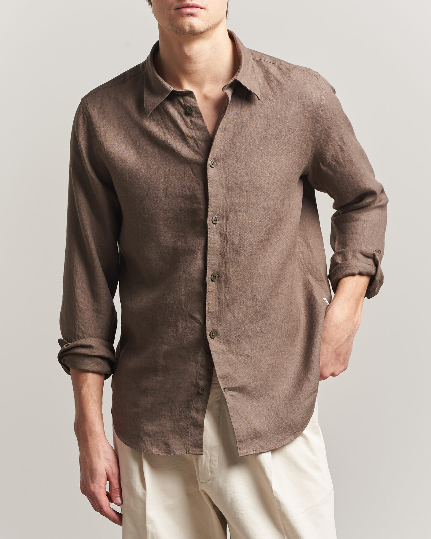 Hombres | Camisas | NN07 | Enzo Linen Shirt Mable Husk