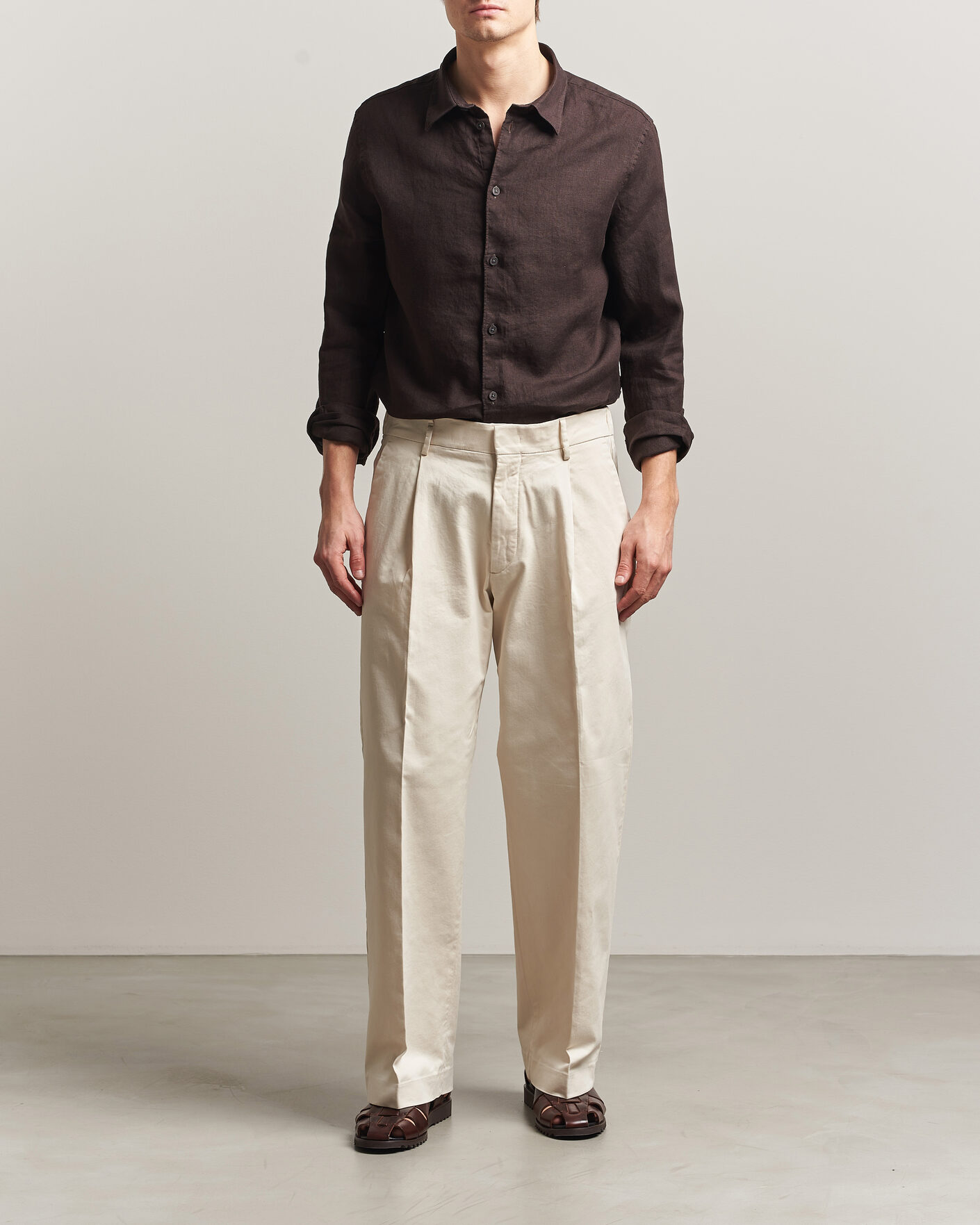 Hombres | Camisas | NN07 | Enzo Linen Shirt Deep Truffle
