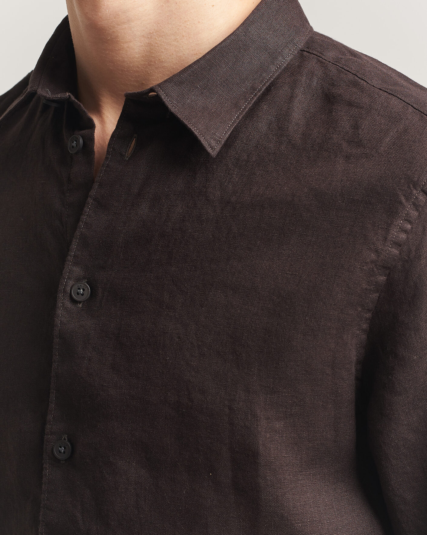 Hombres | Camisas | NN07 | Enzo Linen Shirt Deep Truffle