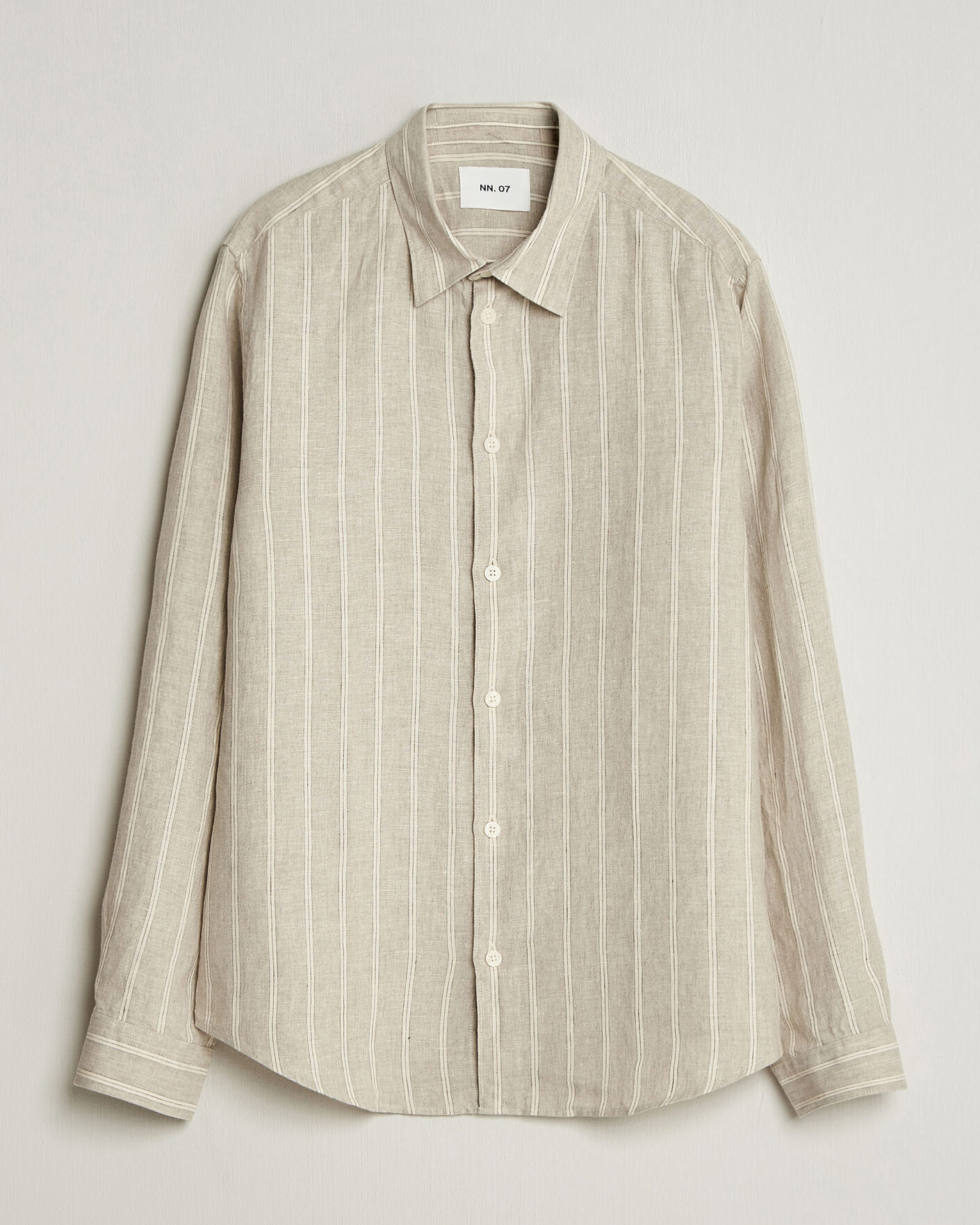 Hombres | Camisas | NN07 | Enzo Linen Shirt Oat Stripe