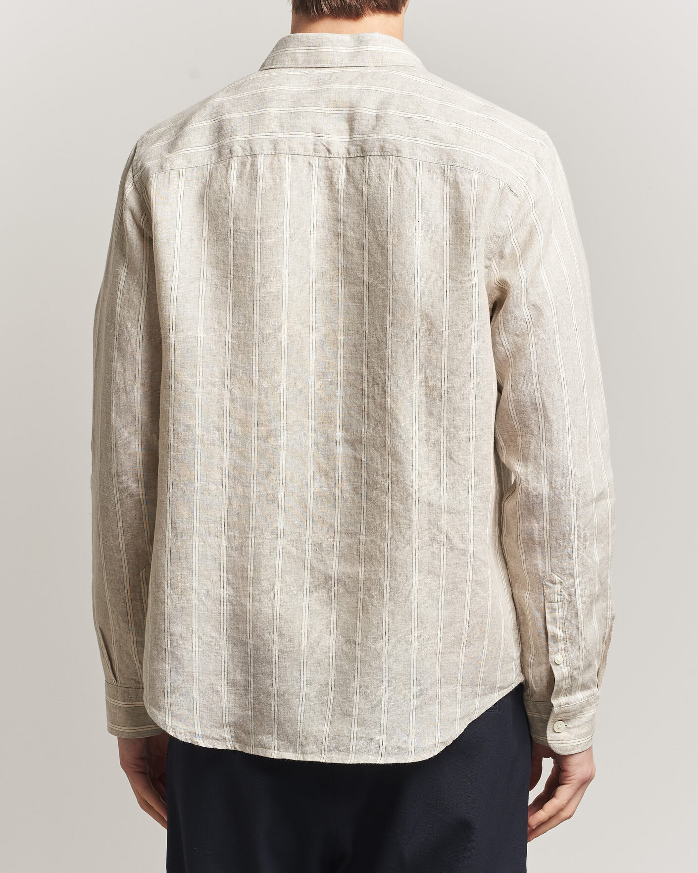 Hombres | Camisas | NN07 | Enzo Linen Shirt Oat Stripe