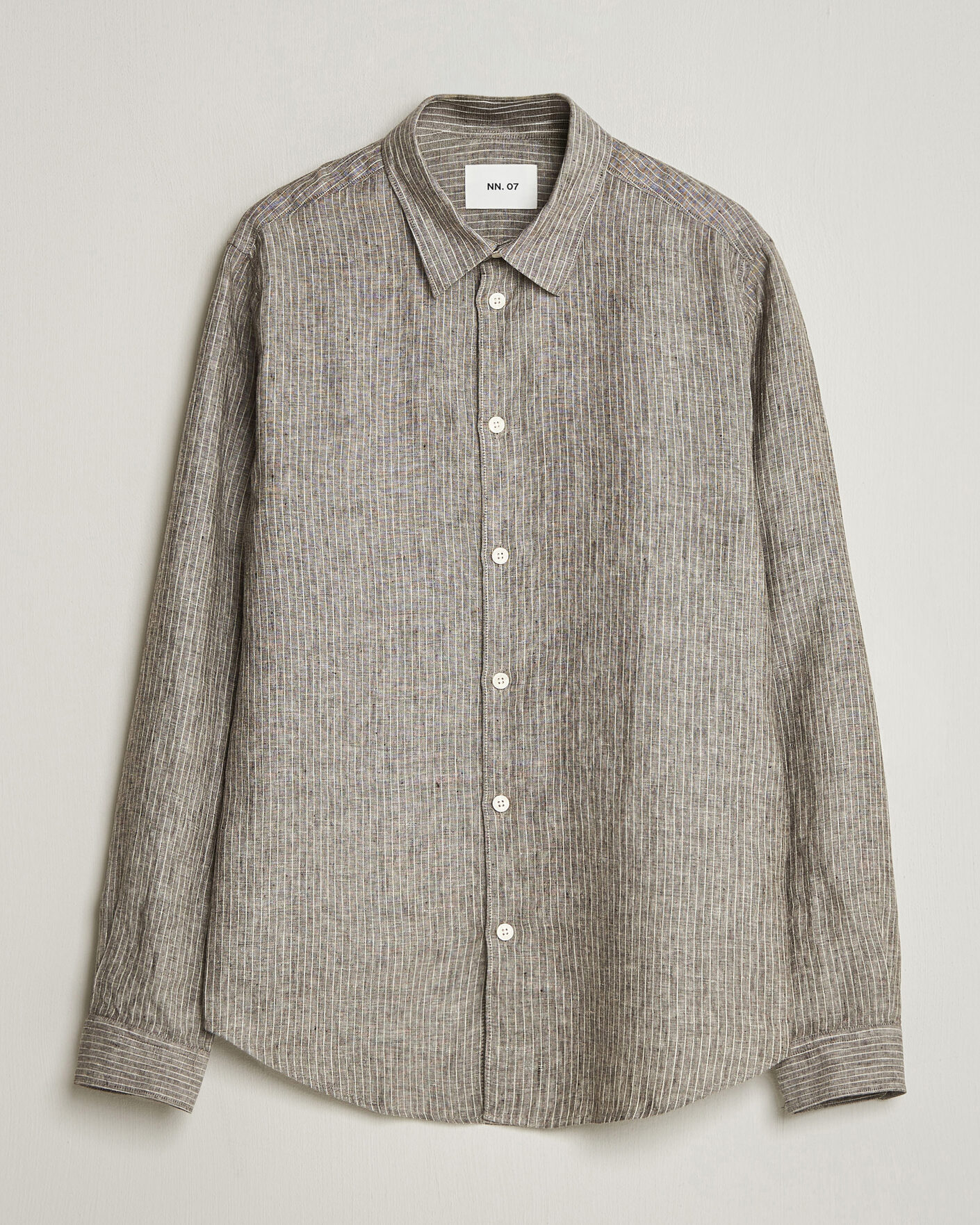 Hombres | Camisas | NN07 | Enzo Linen Shirt Clay Stripe