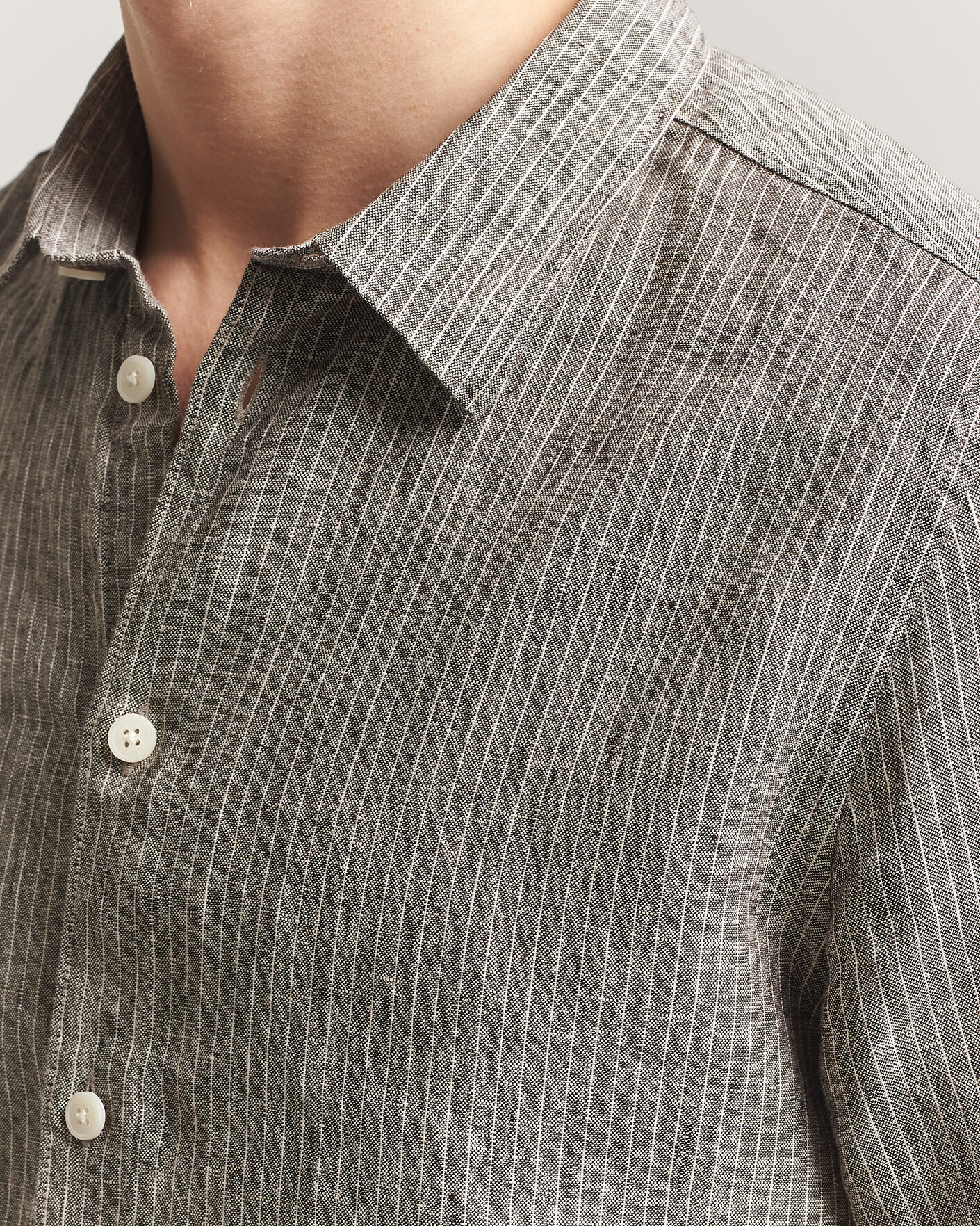 Hombres | Camisas | NN07 | Enzo Linen Shirt Clay Stripe