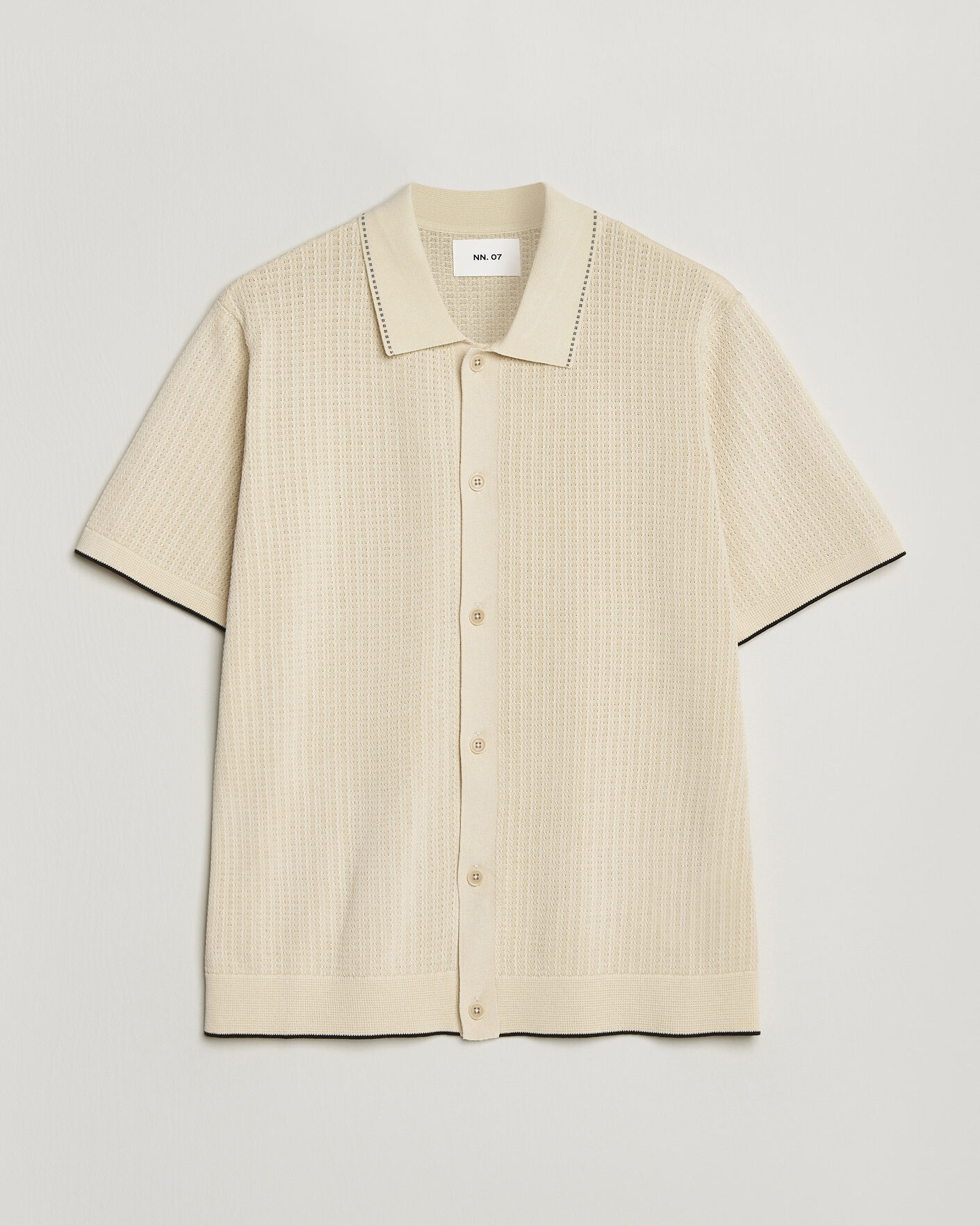 Hombres | Camisas | NN07 | Nalo Knitted Short Sleeve Shirt Ivory