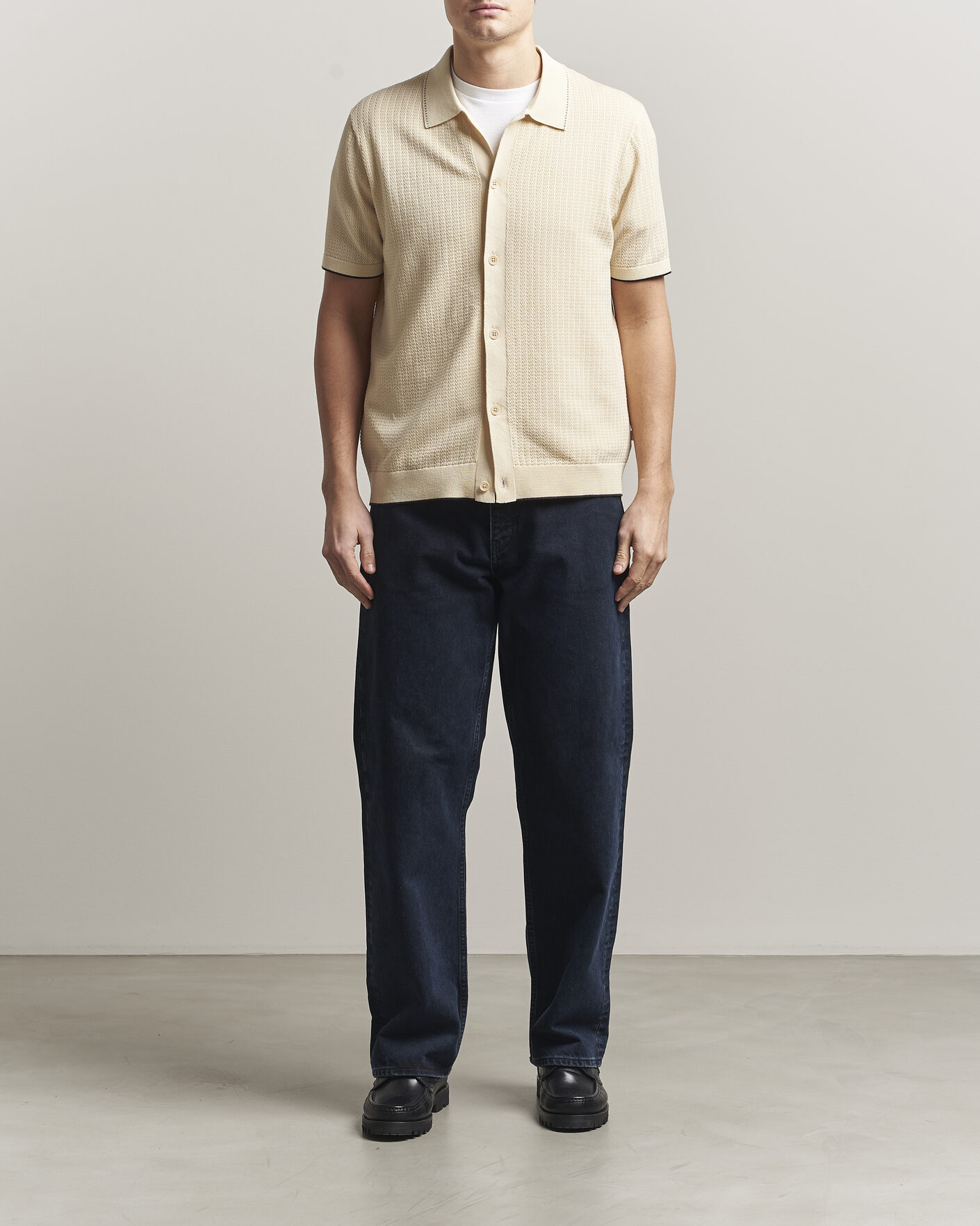 Hombres | Camisas | NN07 | Nalo Knitted Short Sleeve Shirt Ivory