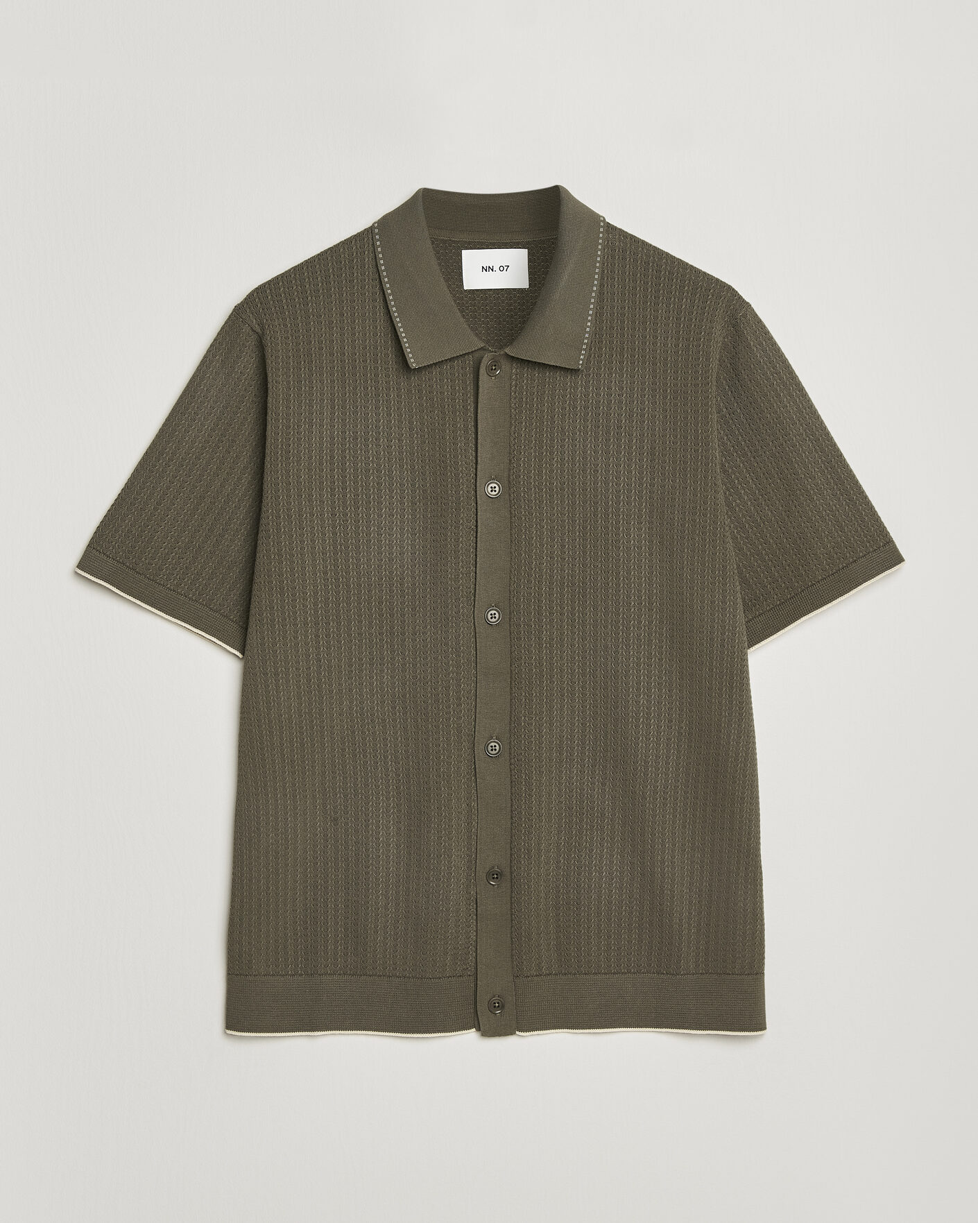 Hombres | Camisas | NN07 | Nalo Knitted Short Sleeve Shirt Capers Green
