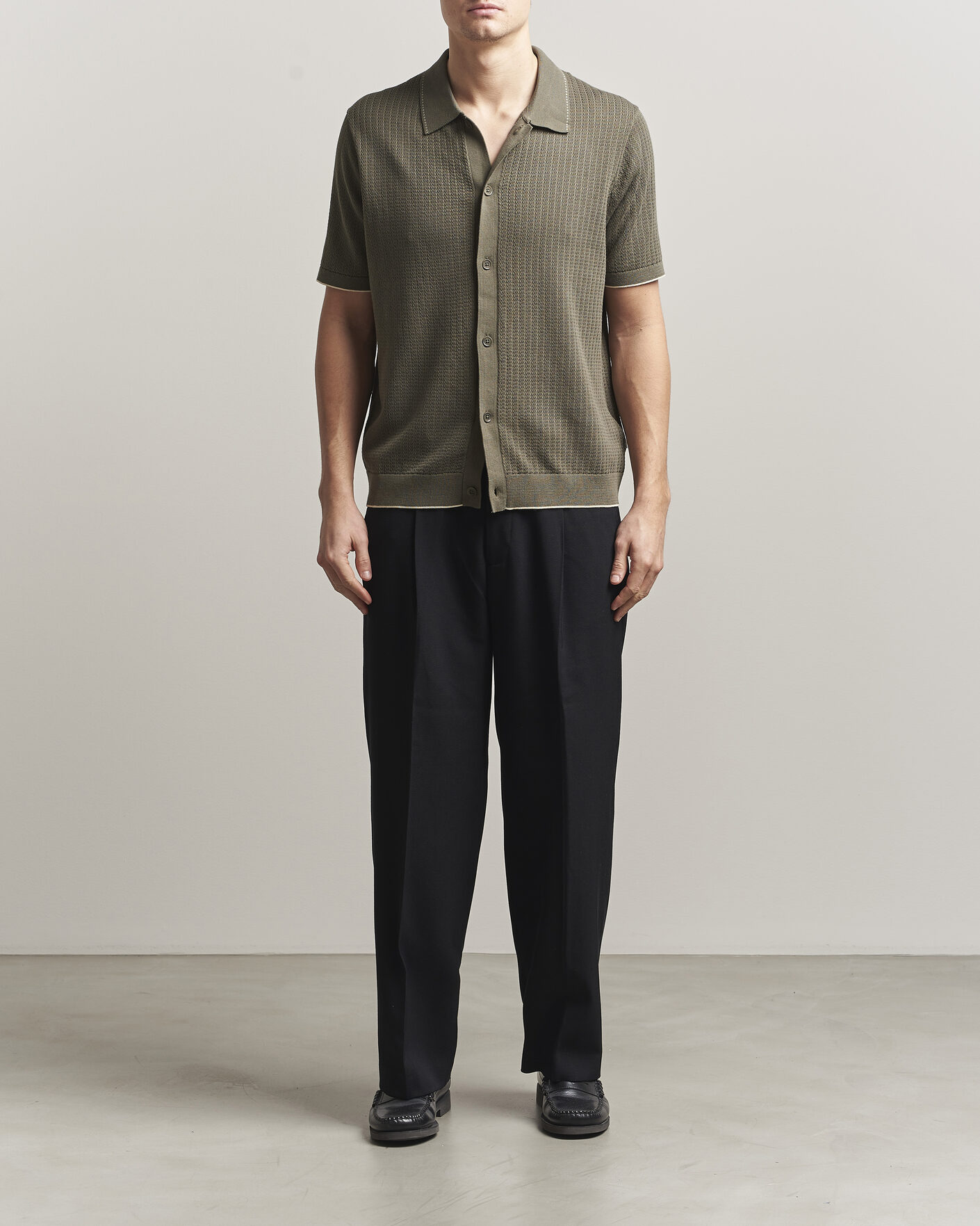 Hombres | Camisas | NN07 | Nalo Knitted Short Sleeve Shirt Capers Green