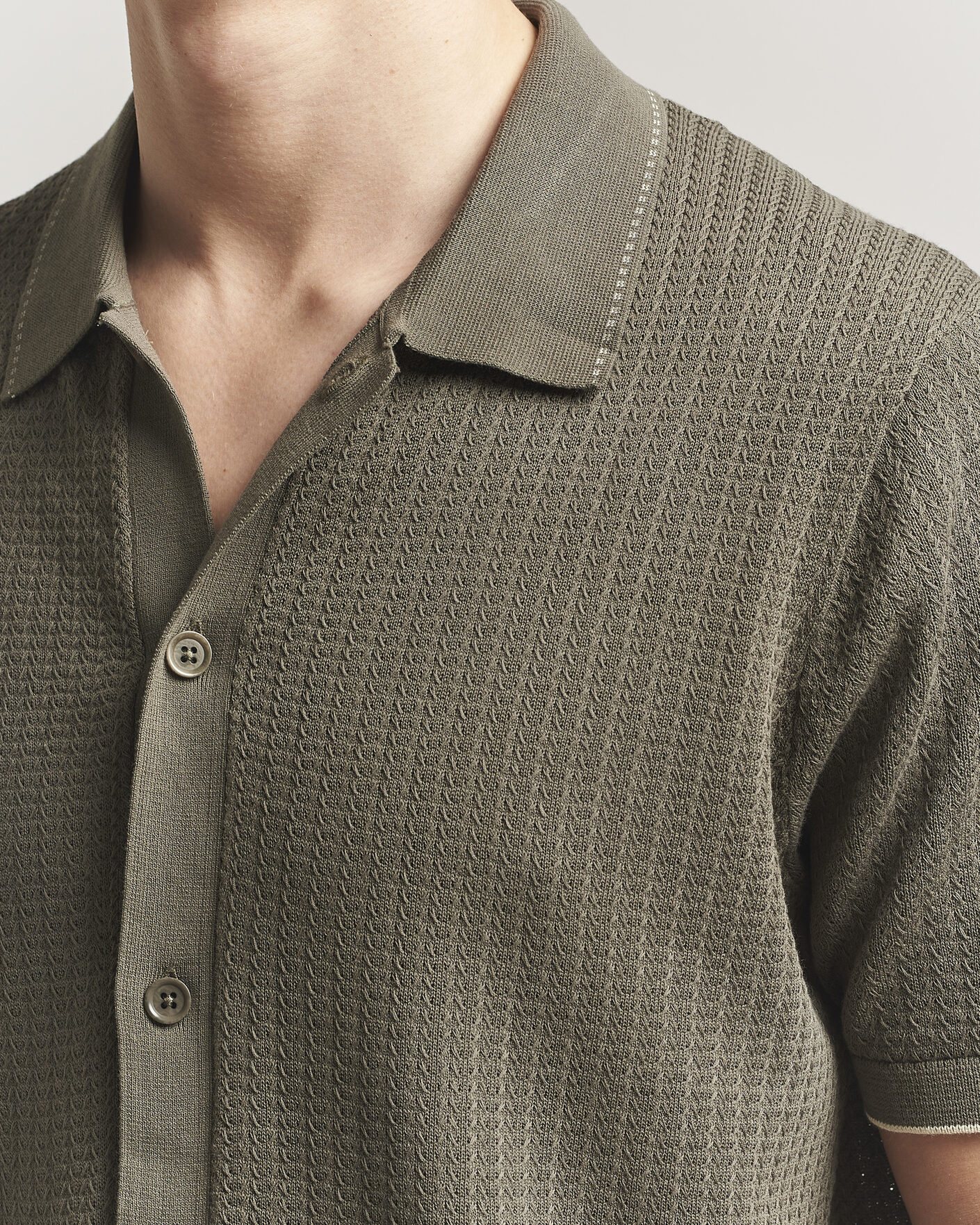 Hombres | Camisas | NN07 | Nalo Knitted Short Sleeve Shirt Capers Green