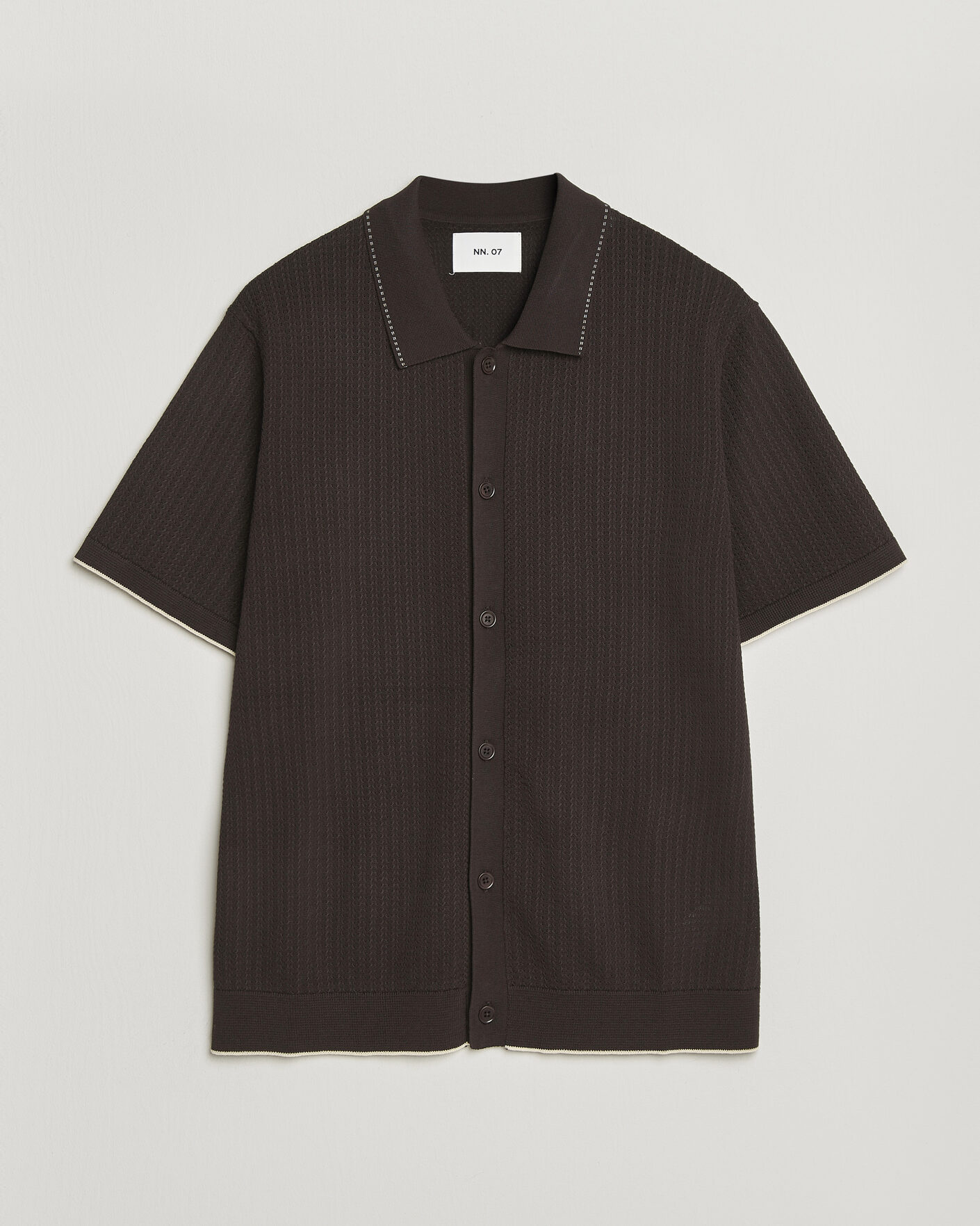 Hombres | Camisas | NN07 | Nalo Knitted Short Sleeve Shirt Deep Truffle