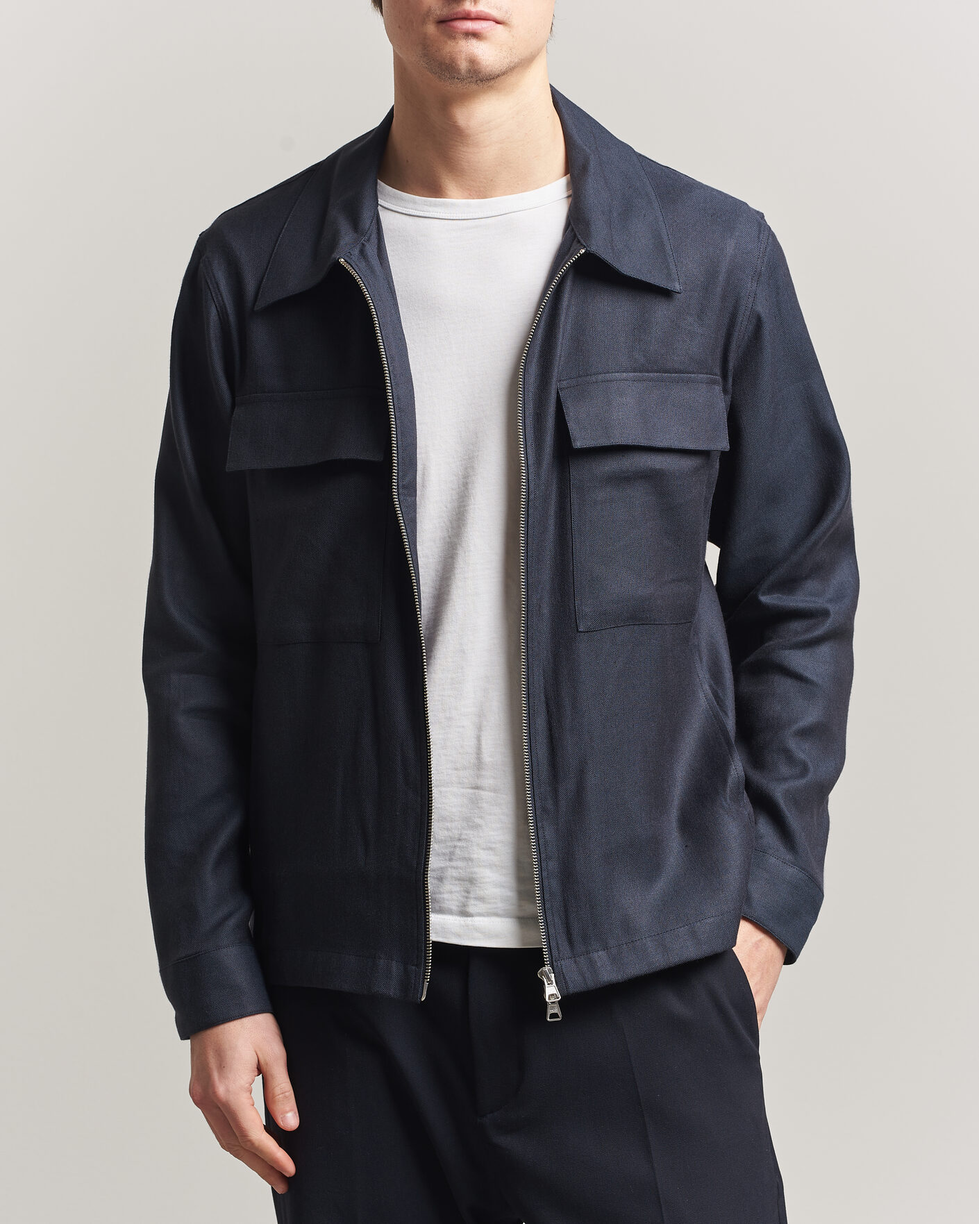 Hombres | Camisas | NN07 | Alban Linen/Viscose Overshirt Deep Navy