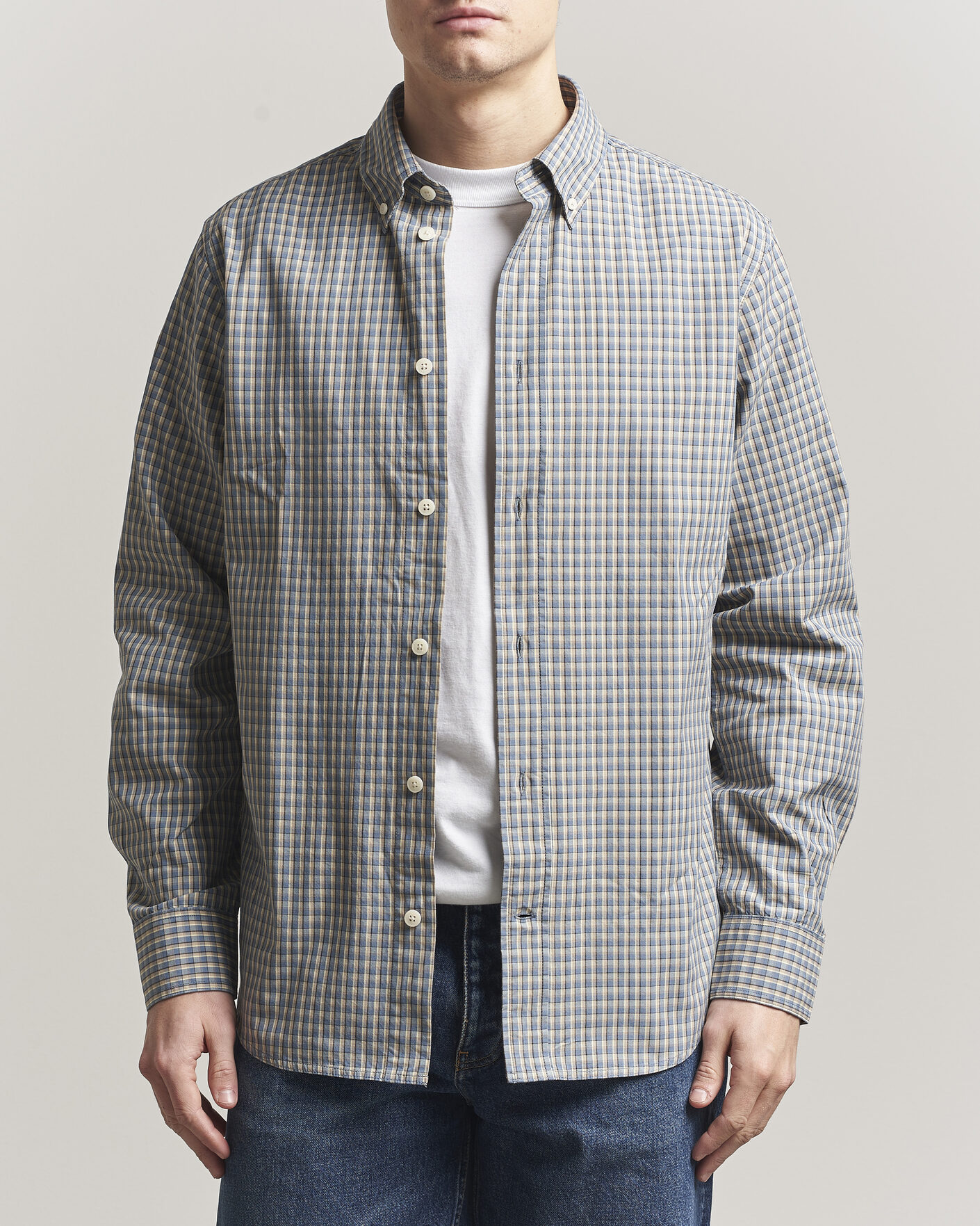 Hombres | Camisas | NN07 | Colby Brushed Cotton Shirt Blue Check