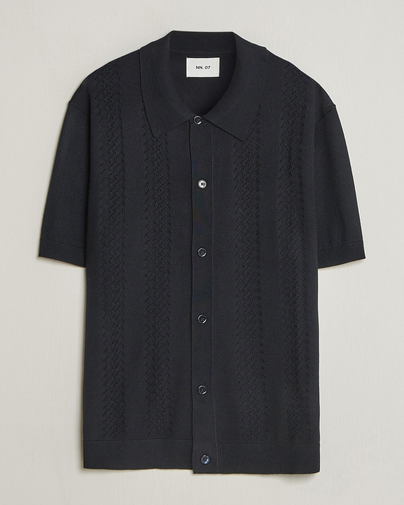 Hombres | Camisas | NN07 | Thor Knitted Short Sleeve Shirt Deep Navy