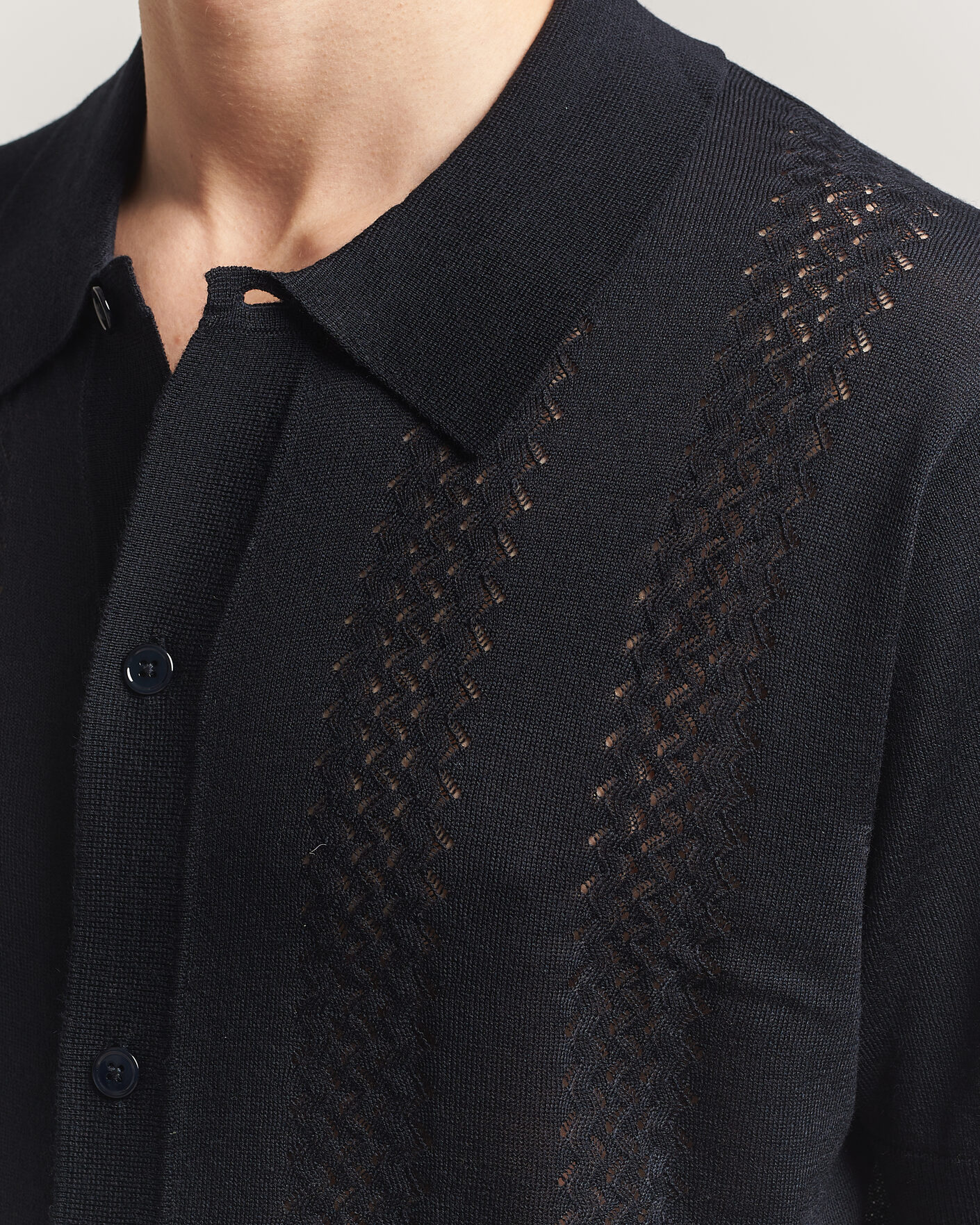 Hombres | Camisas | NN07 | Thor Knitted Short Sleeve Shirt Deep Navy
