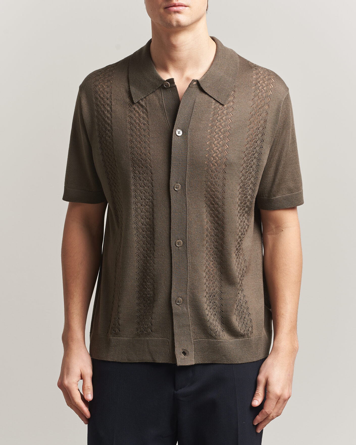 Hombres | Camisas | NN07 | Thor Knitted Short Sleeve Shirt Mable Husk