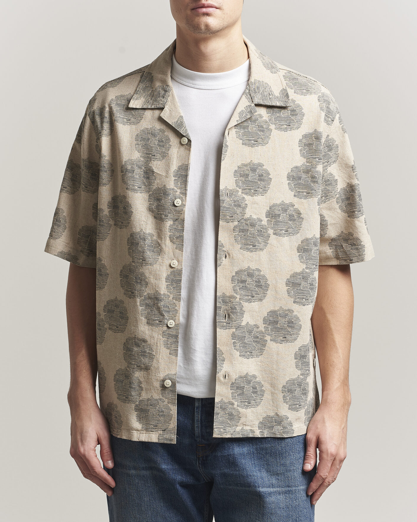 Hombres | Camisas | NN07 | Ole Printed Short Sleeve Shirt Oatmeal