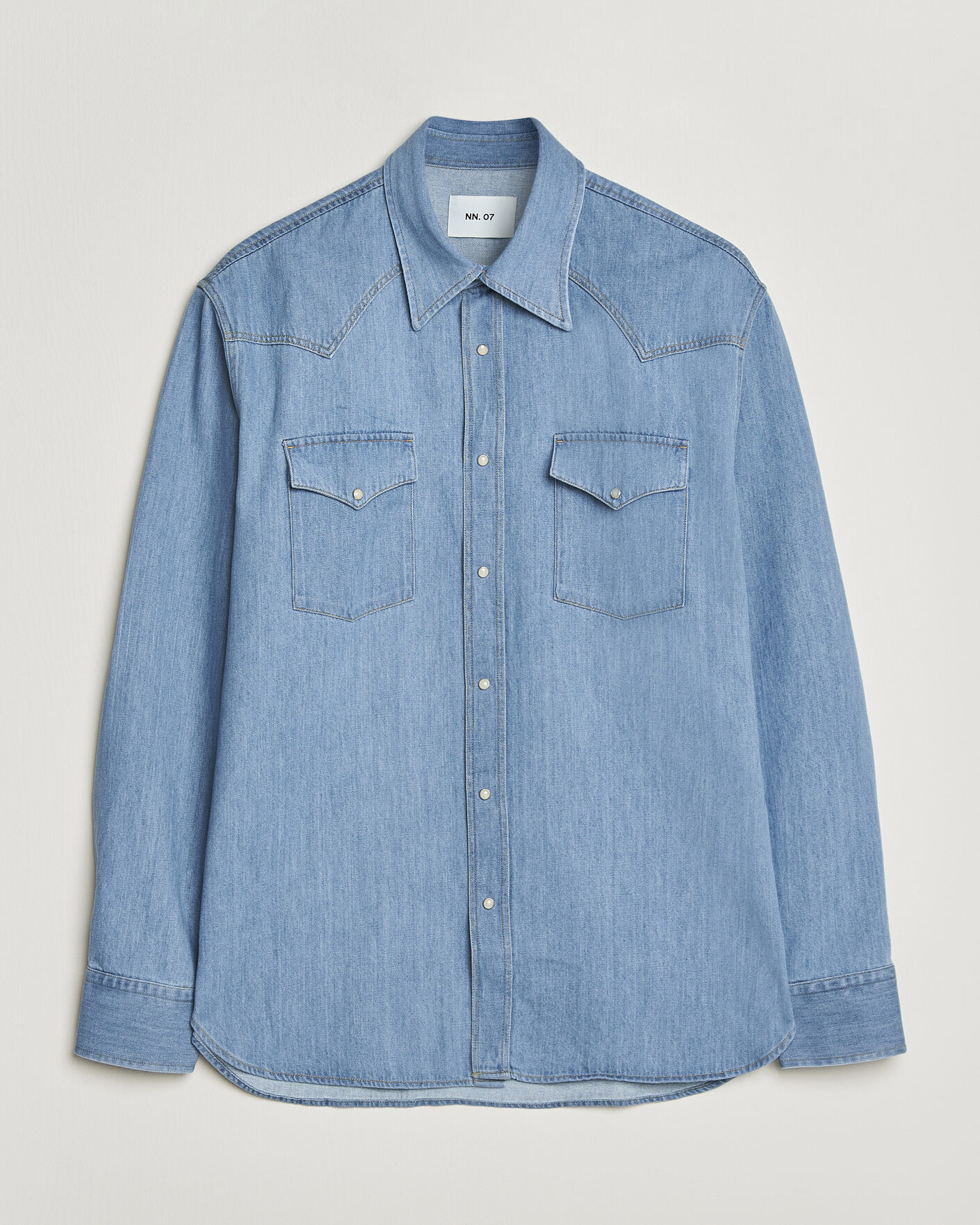 Hombres | Camisas | NN07 | Ricky Western Denim Shirt Light Indigo