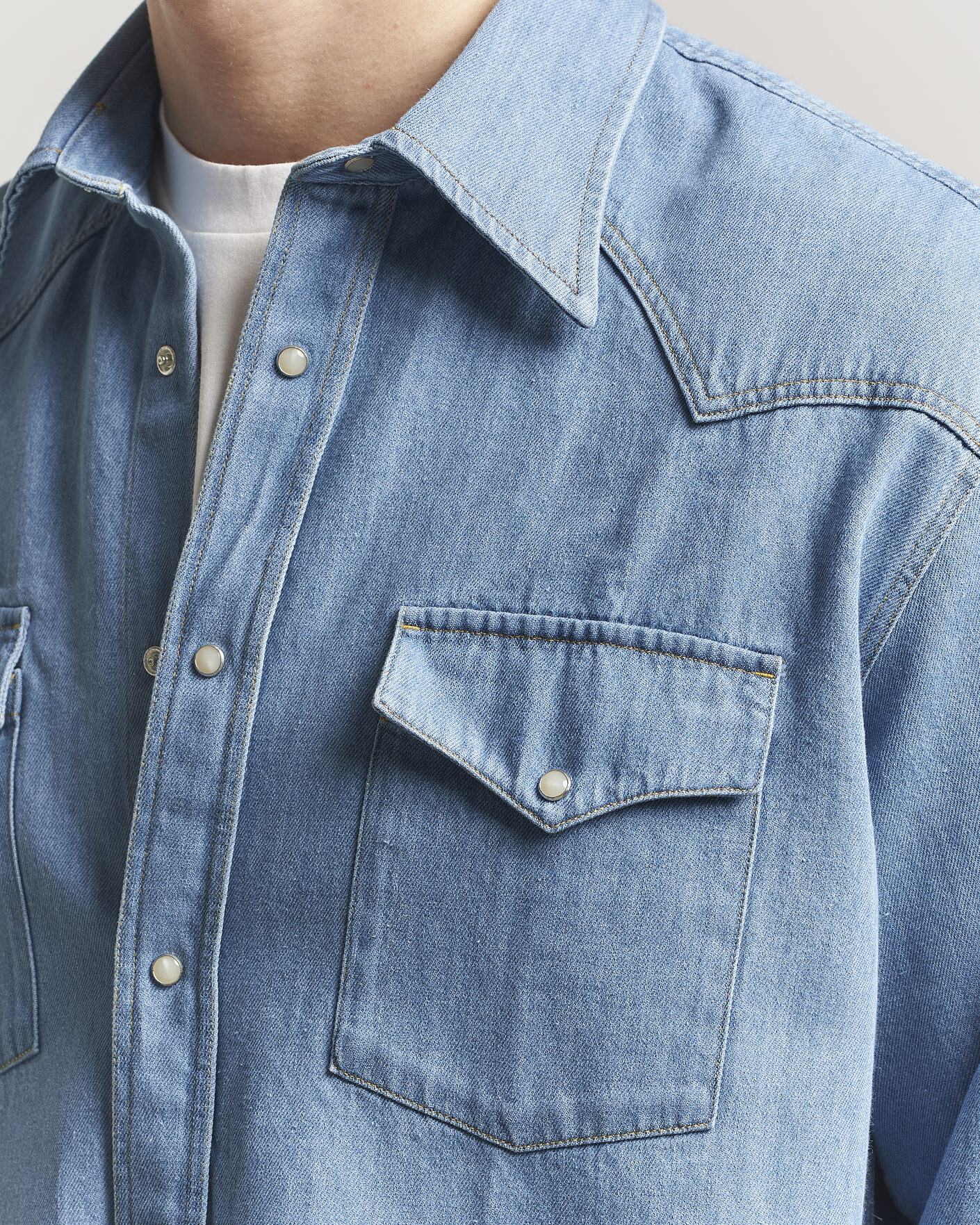 Hombres | Camisas | NN07 | Ricky Western Denim Shirt Light Indigo