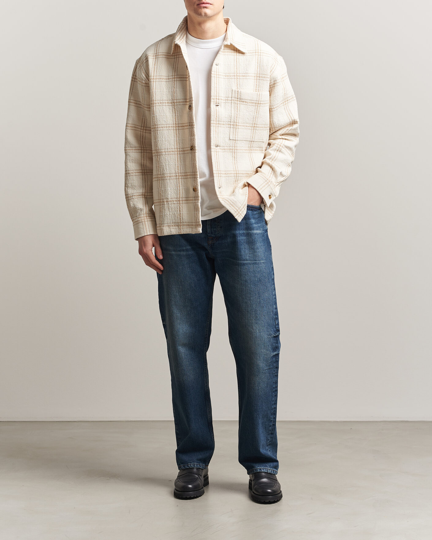 Hombres | Camisas | NN07 | Adwin Checked Overshirt Ivory