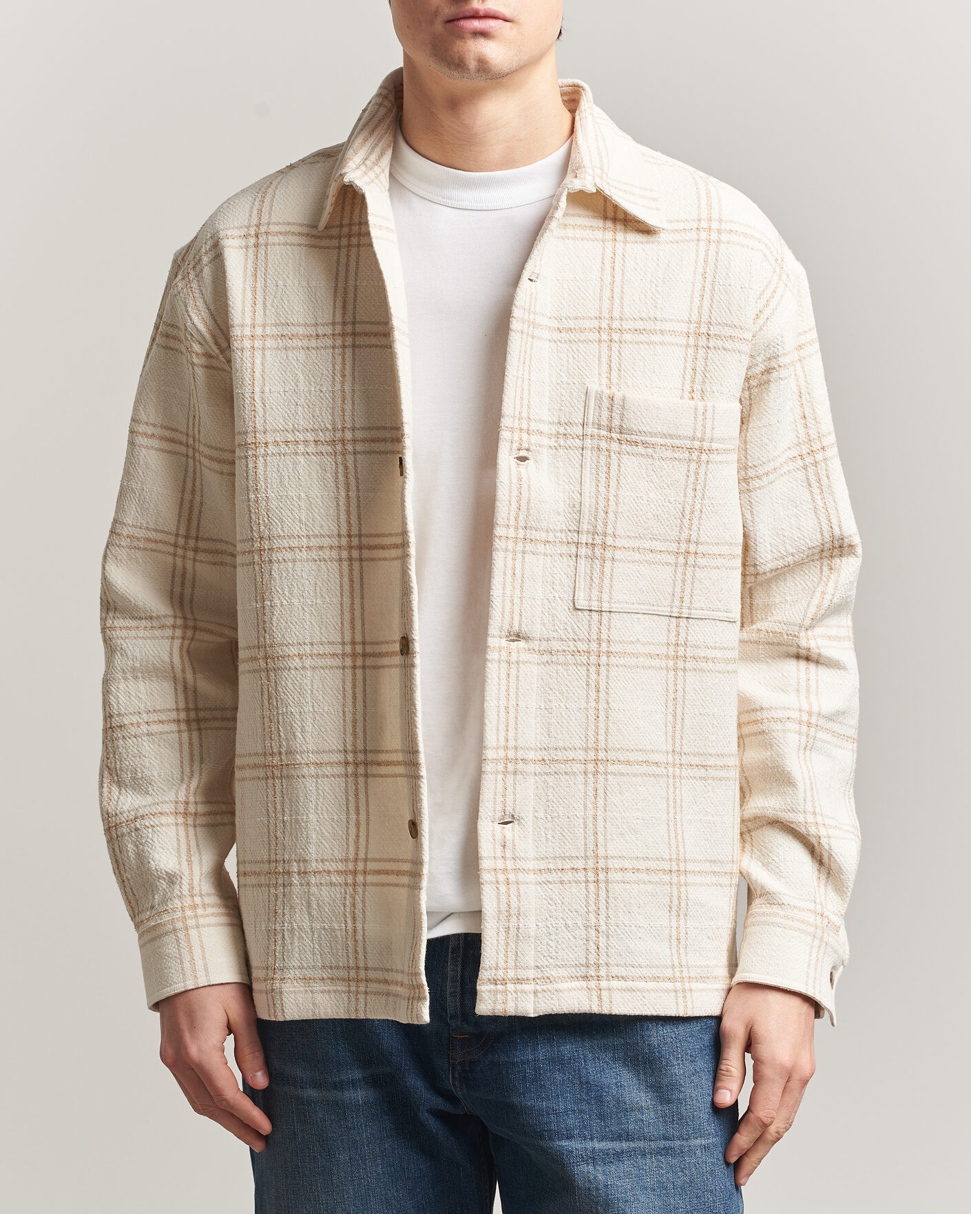 Hombres | Camisas | NN07 | Adwin Checked Overshirt Ivory