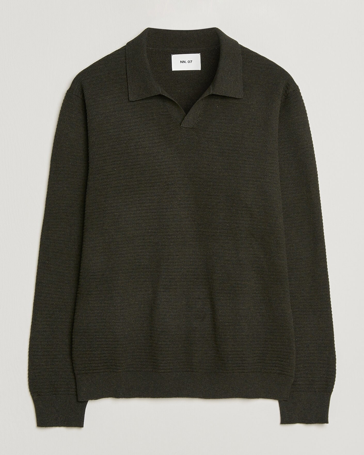 Hombres | Jerséis y prendas de punto | NN07 | Paul Knitted Long Sleeve Polo Dark Army