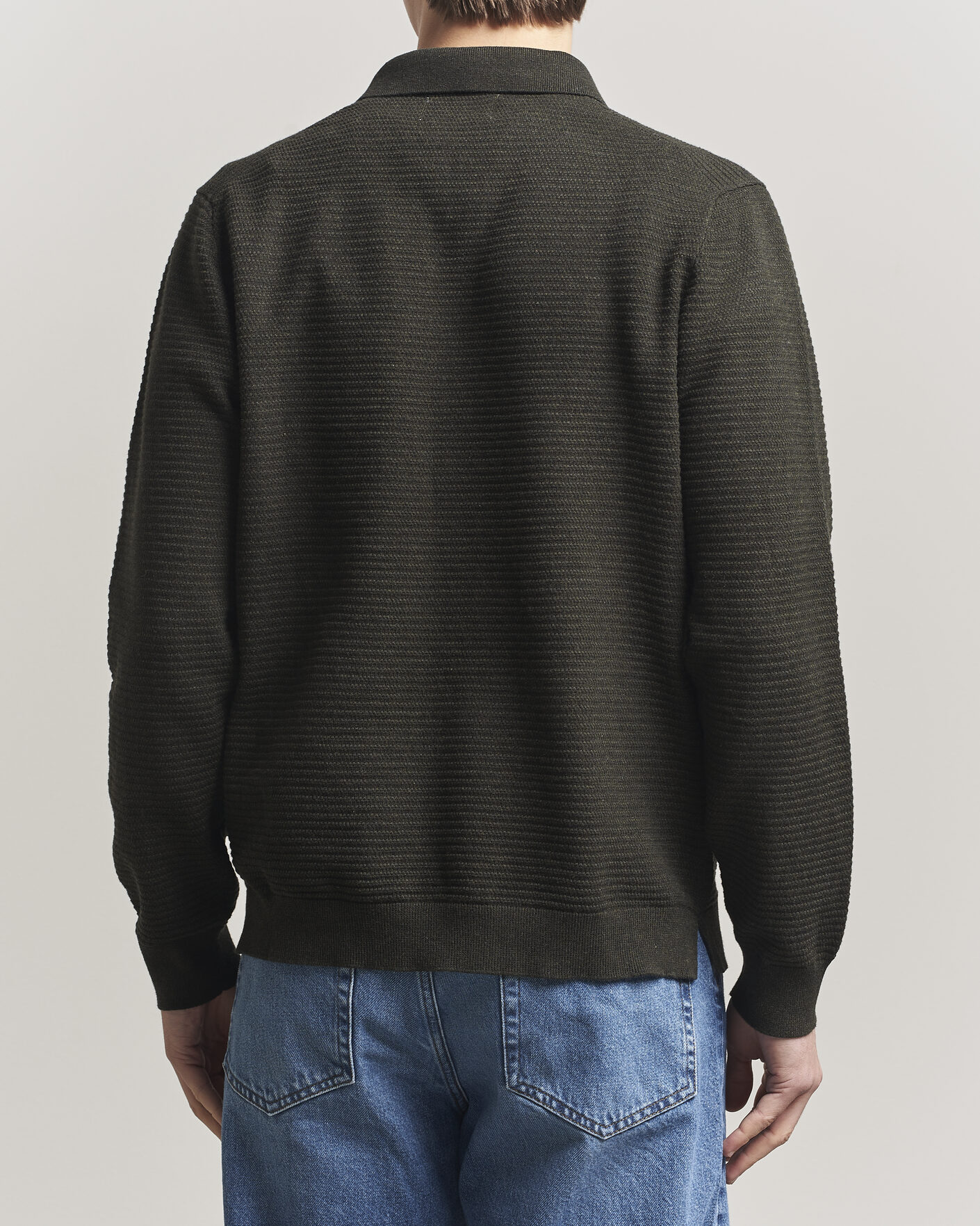 Hombres | Jerséis y prendas de punto | NN07 | Paul Knitted Long Sleeve Polo Dark Army