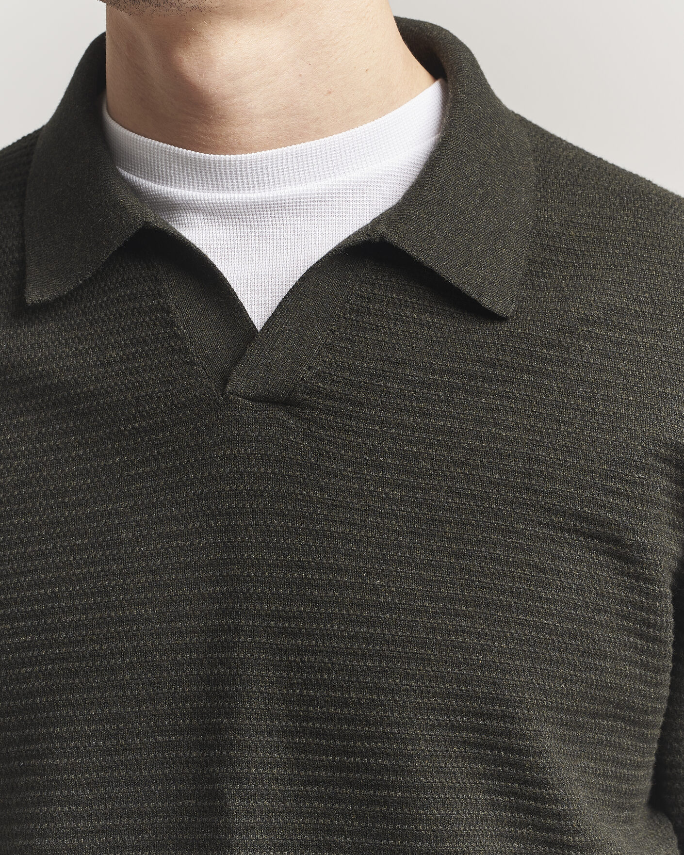 Hombres | Jerséis y prendas de punto | NN07 | Paul Knitted Long Sleeve Polo Dark Army