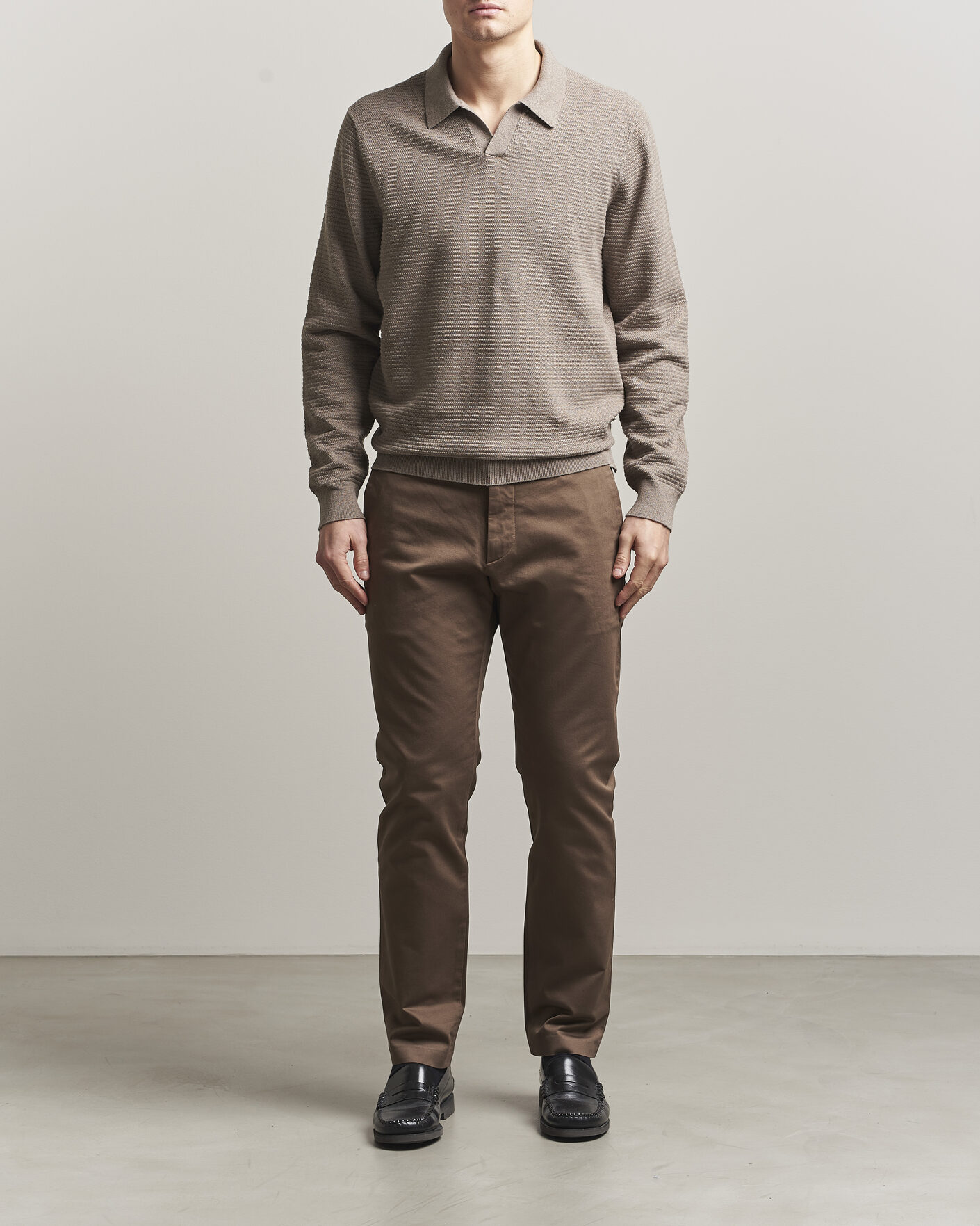 Hombres | Jerséis y prendas de punto | NN07 | Paul Knitted Long Sleeve Polo Mable Husk