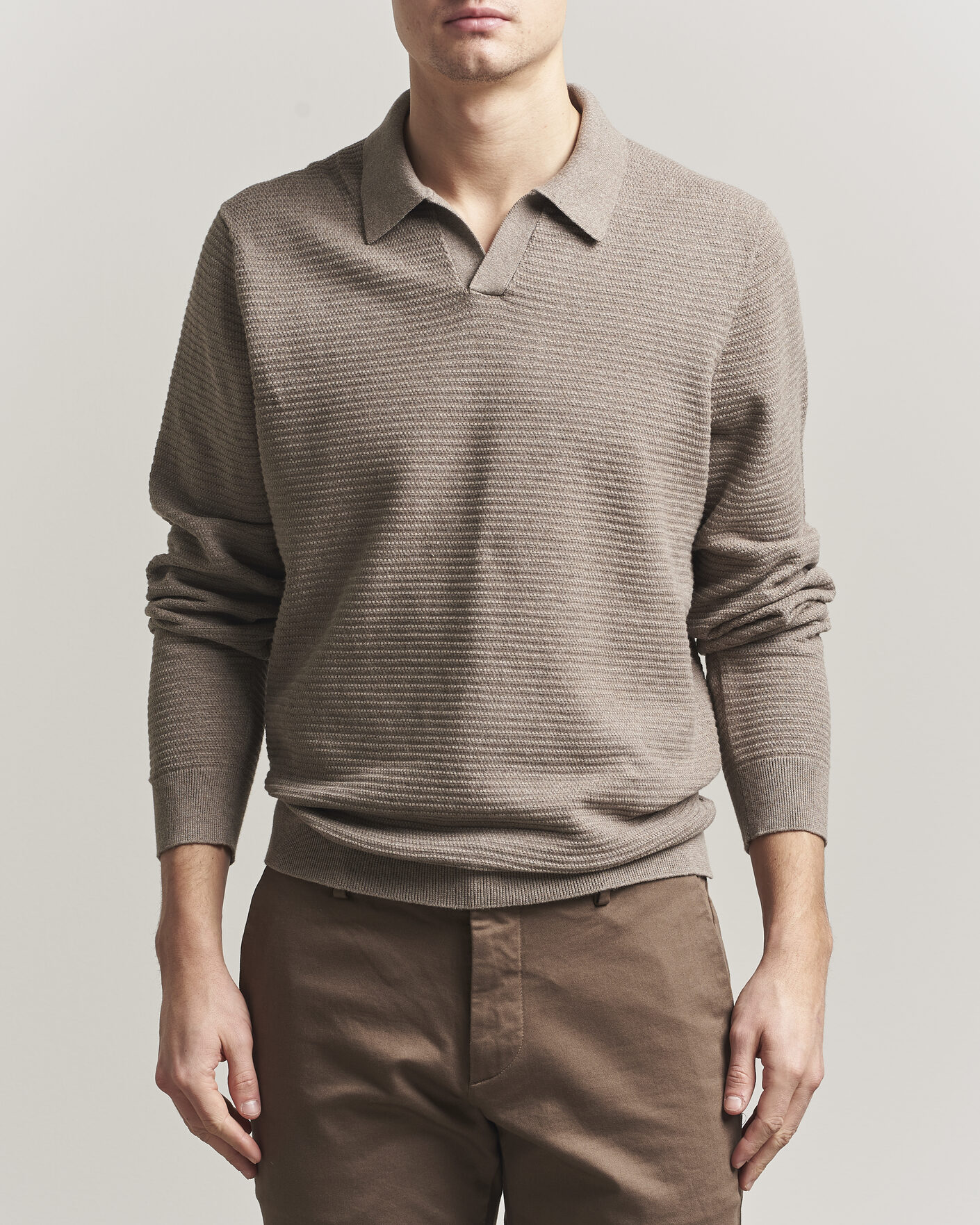 Hombres | Jerséis y prendas de punto | NN07 | Paul Knitted Long Sleeve Polo Mable Husk