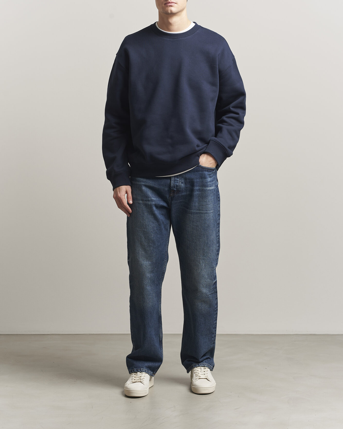 Hombres | Jerséis y prendas de punto | NN07 | David Crew Neck Sweatshirt Navy Blue