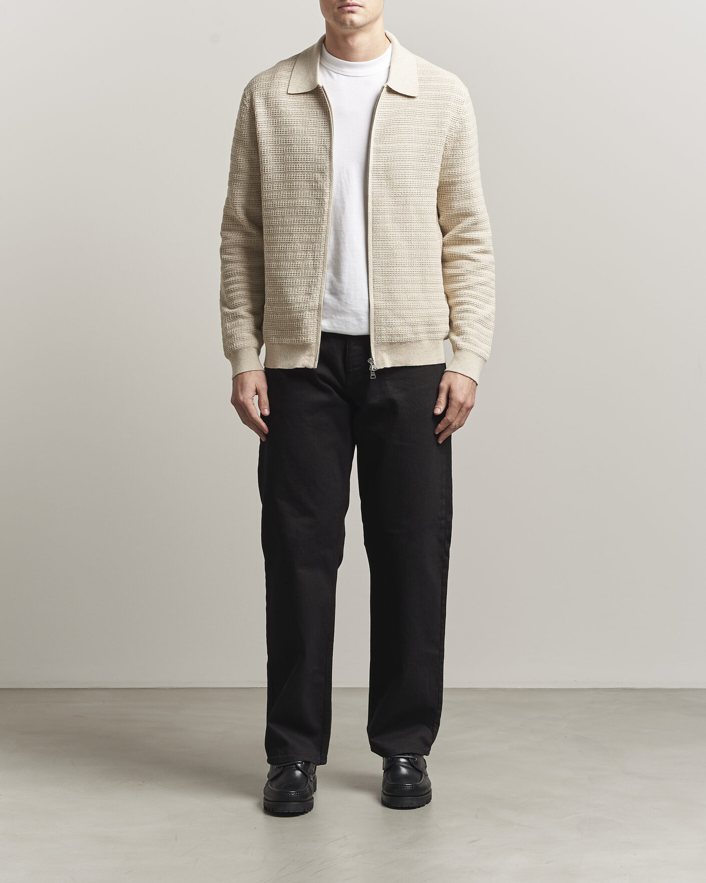 Hombres | Jerséis y prendas de punto | NN07 | Gustav Knitted Full Zip Ivory